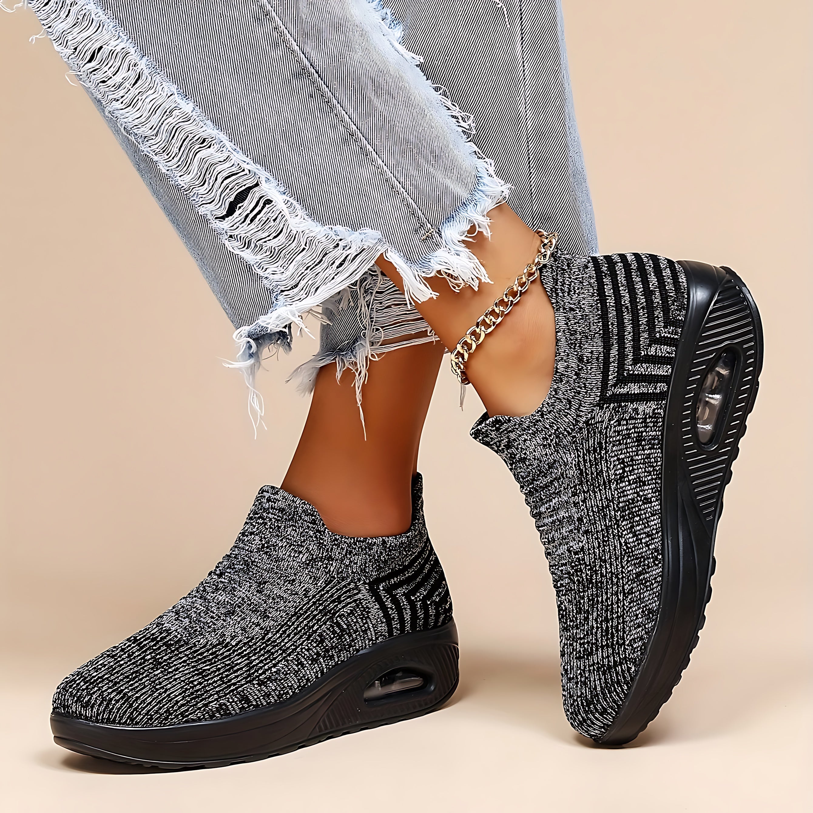 Nadia – Knit Sock Slip On Sneakers