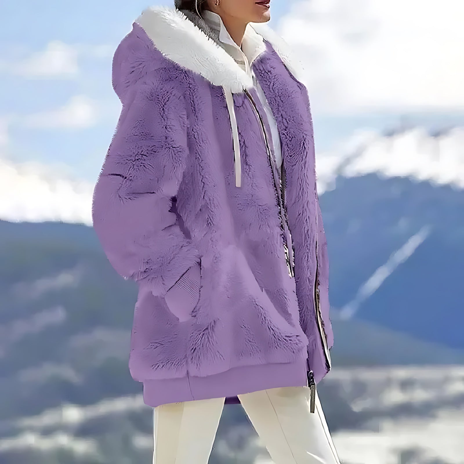 Nadia – Plaid Sherpa Fleece Jacket