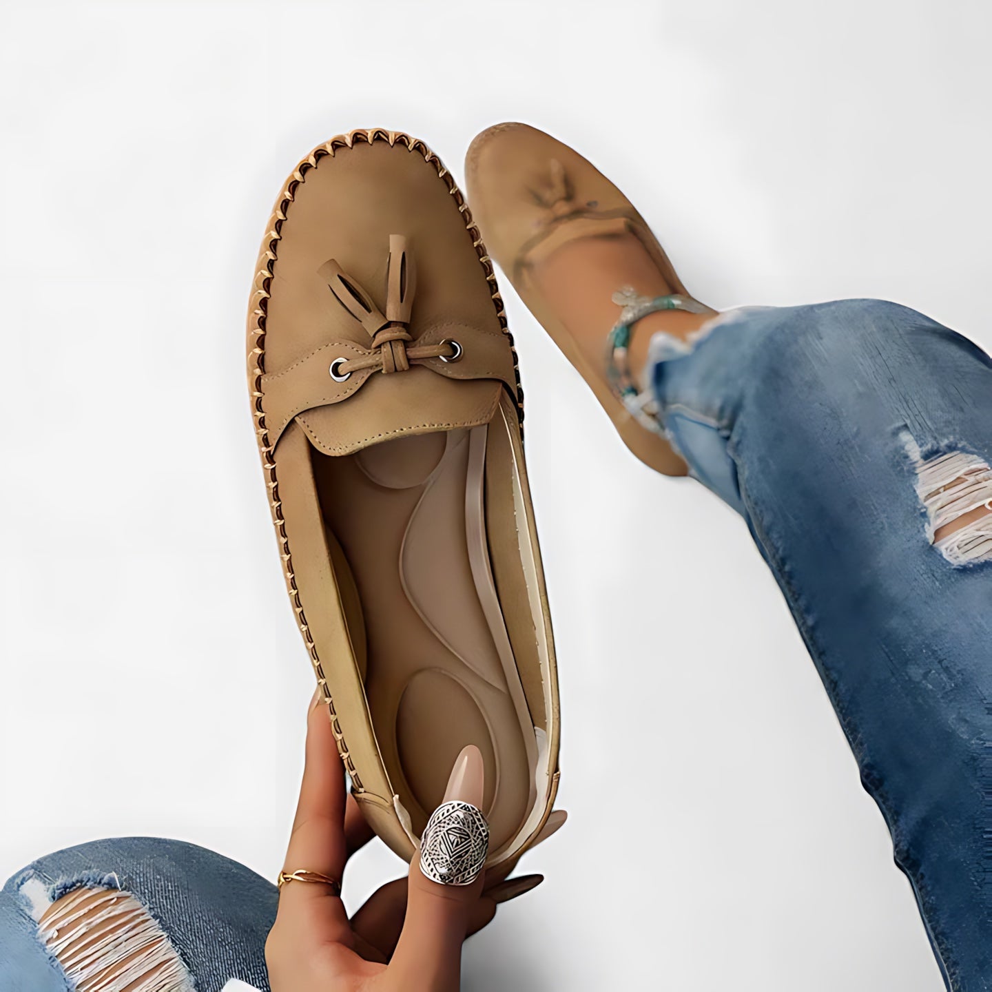 Nadia – Suede Bow Moccasin Loafers
