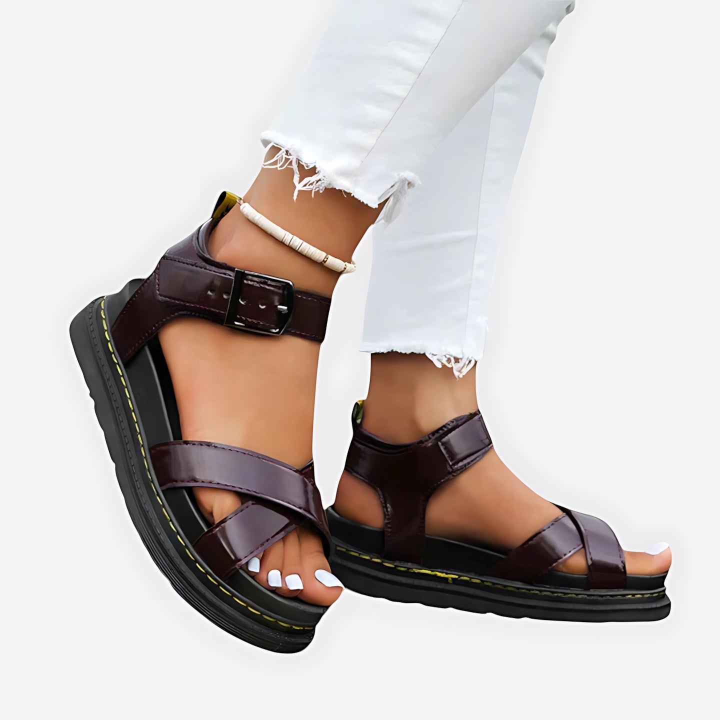 Naomi – Crossover Ankle Strap Flatform Sandals