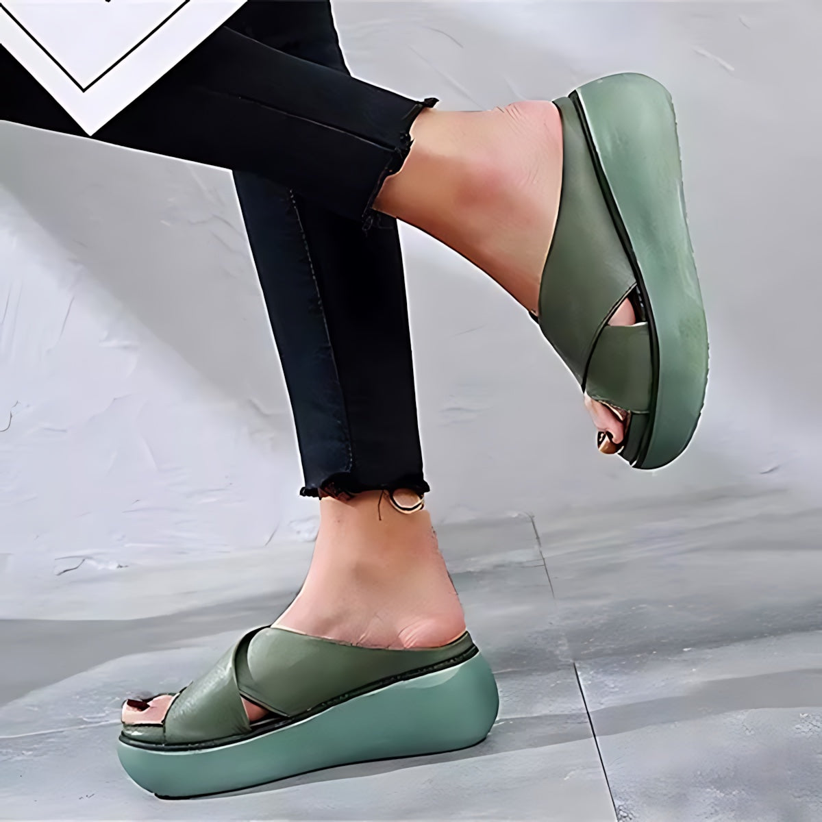 Natalie – Criss Cross Flat Slide Sandals