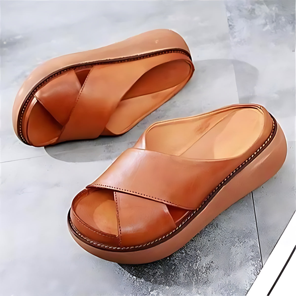 Natalie – Criss Cross Flat Slide Sandals