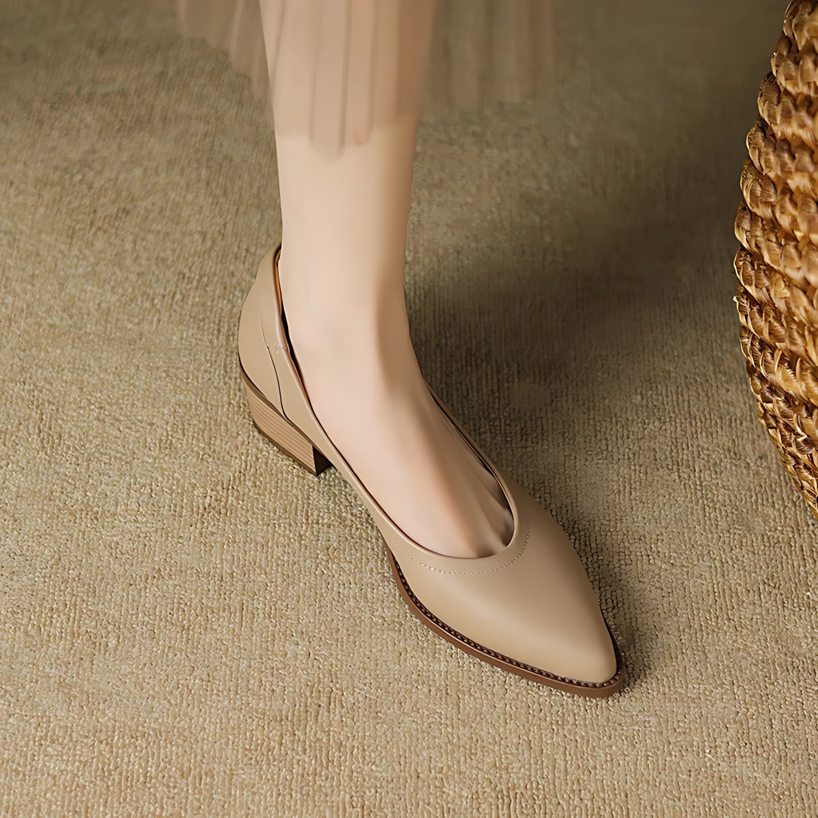 Natalie – Pointed Toe Slingback Low Heel Pumps