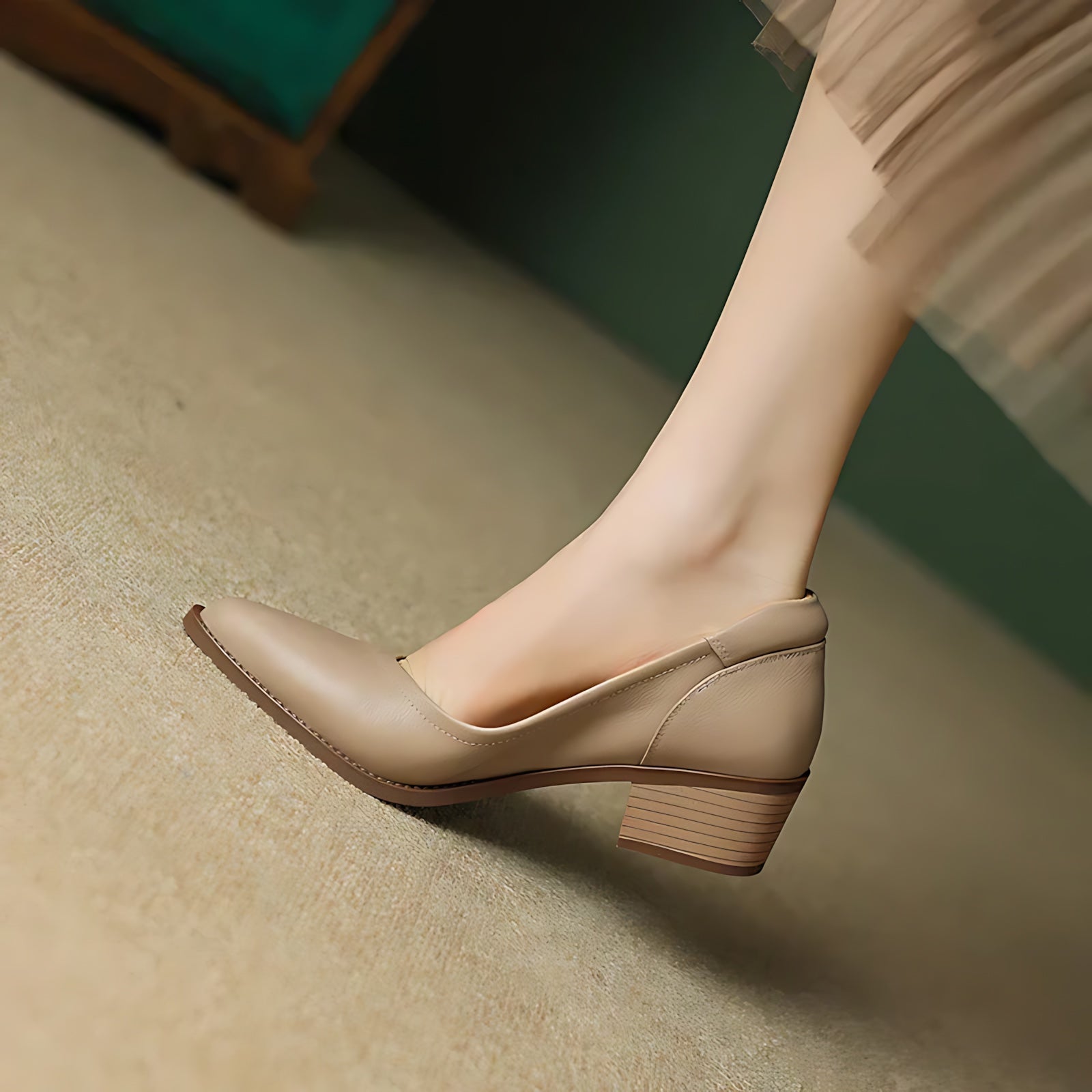 Natalie – Pointed Toe Slingback Low Heel Pumps