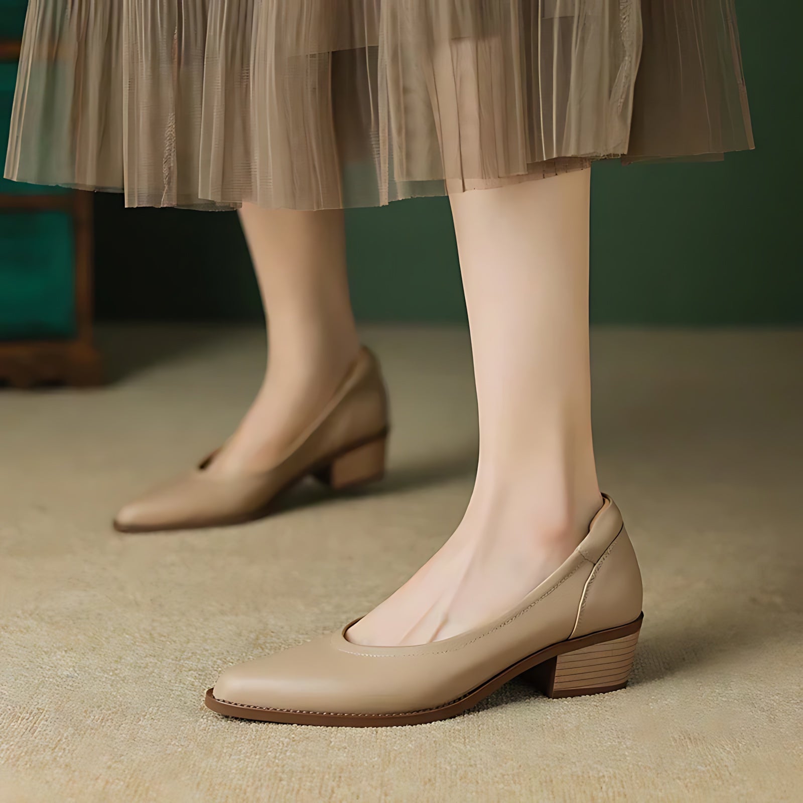 Natalie – Pointed Toe Slingback Low Heel Pumps