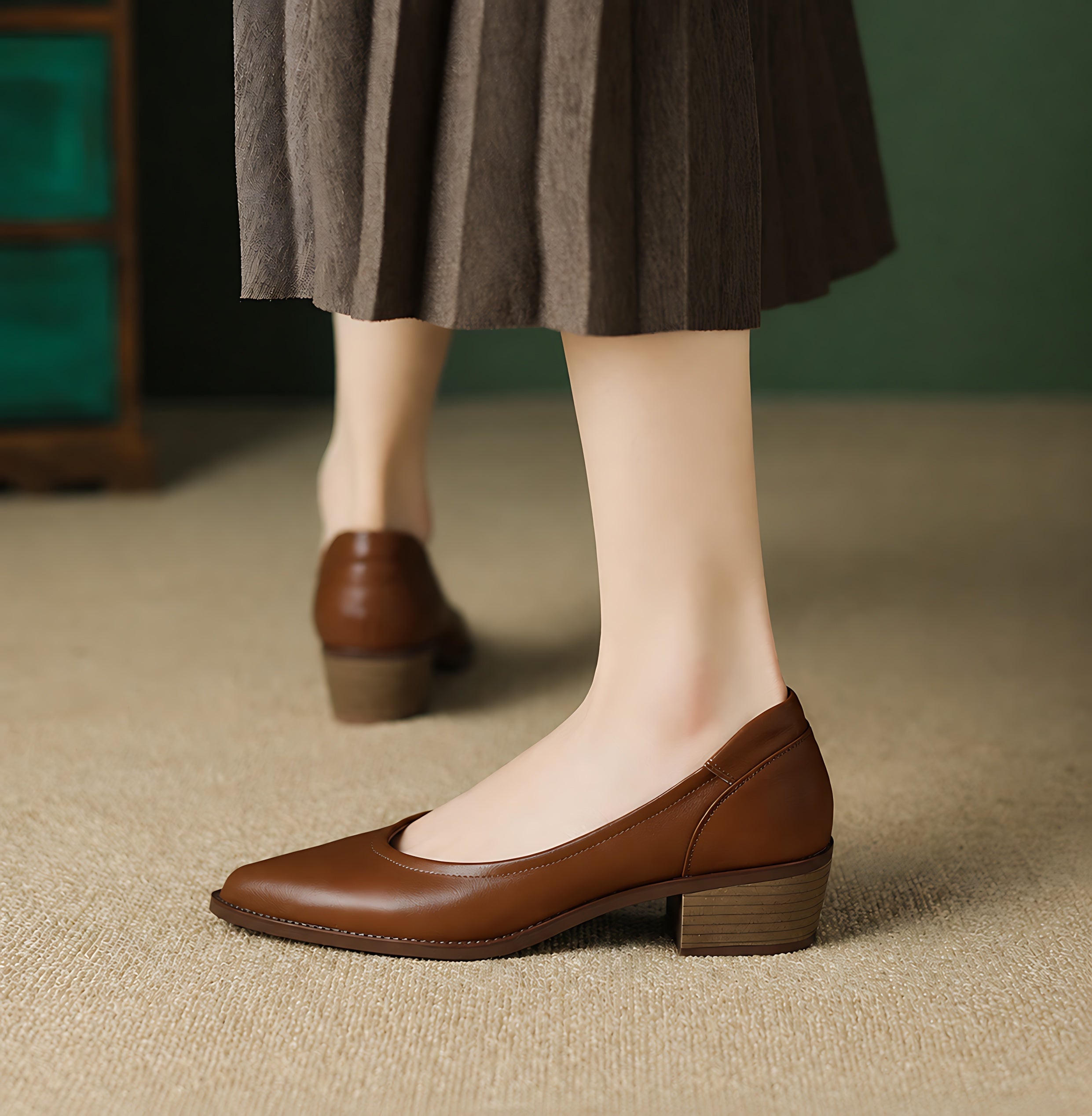 Natalie – Pointed Toe Slingback Low Heel Pumps