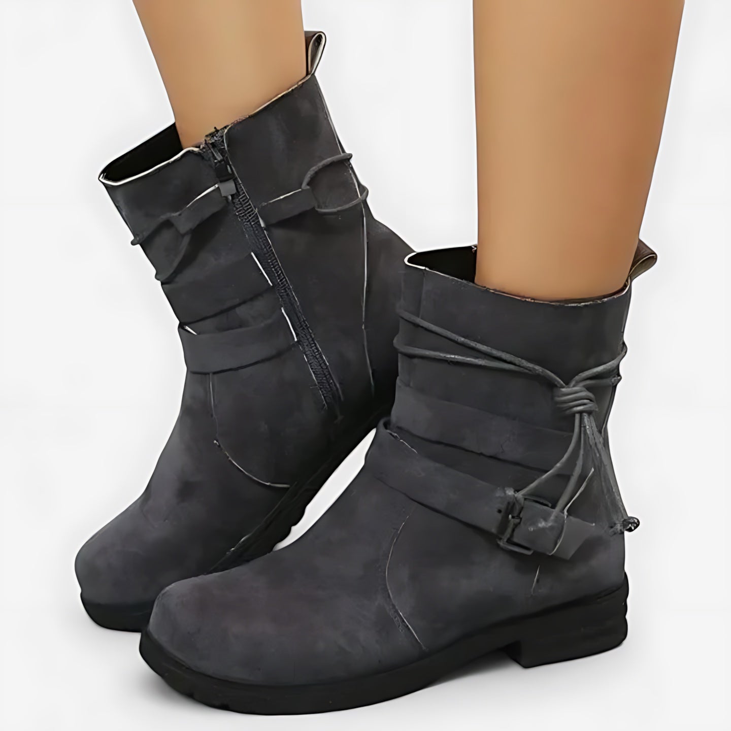 Natalie – Suede Fold Over Ankle Boots