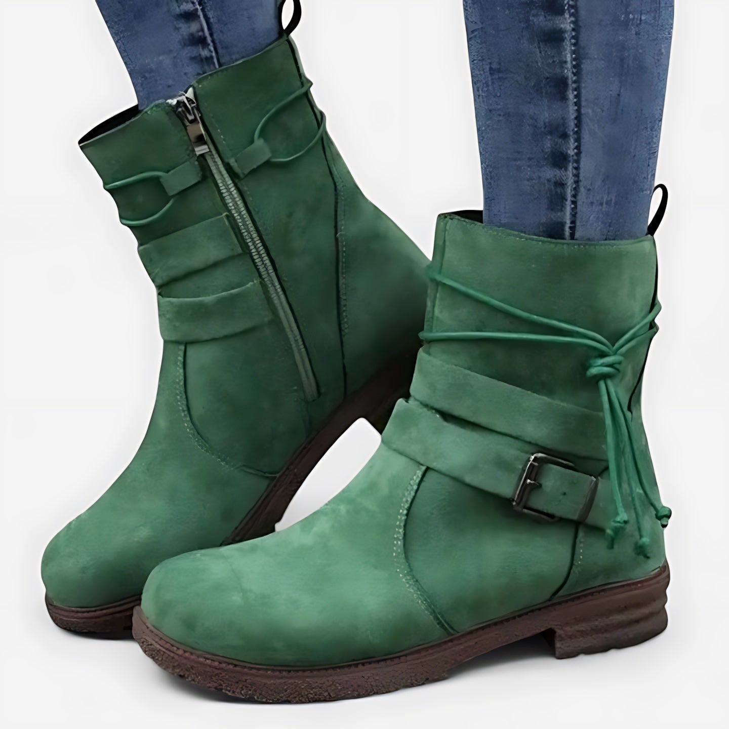 Natalie – Suede Fold Over Ankle Boots