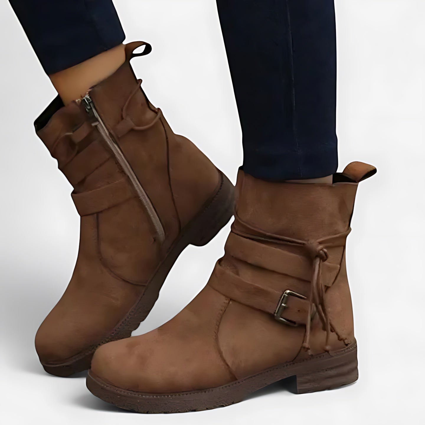 Natalie – Suede Fold Over Ankle Boots