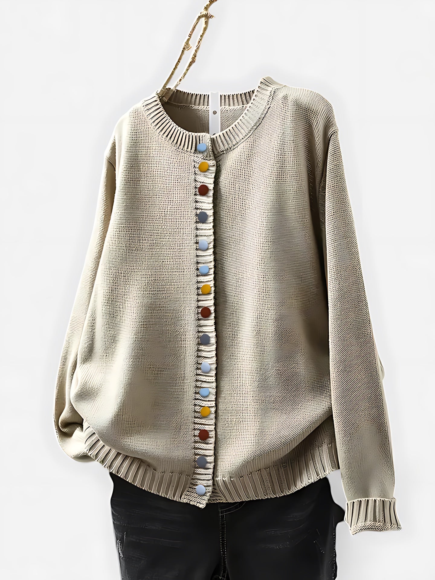 Noelle – Ribbed Knit Button Up Cardigan