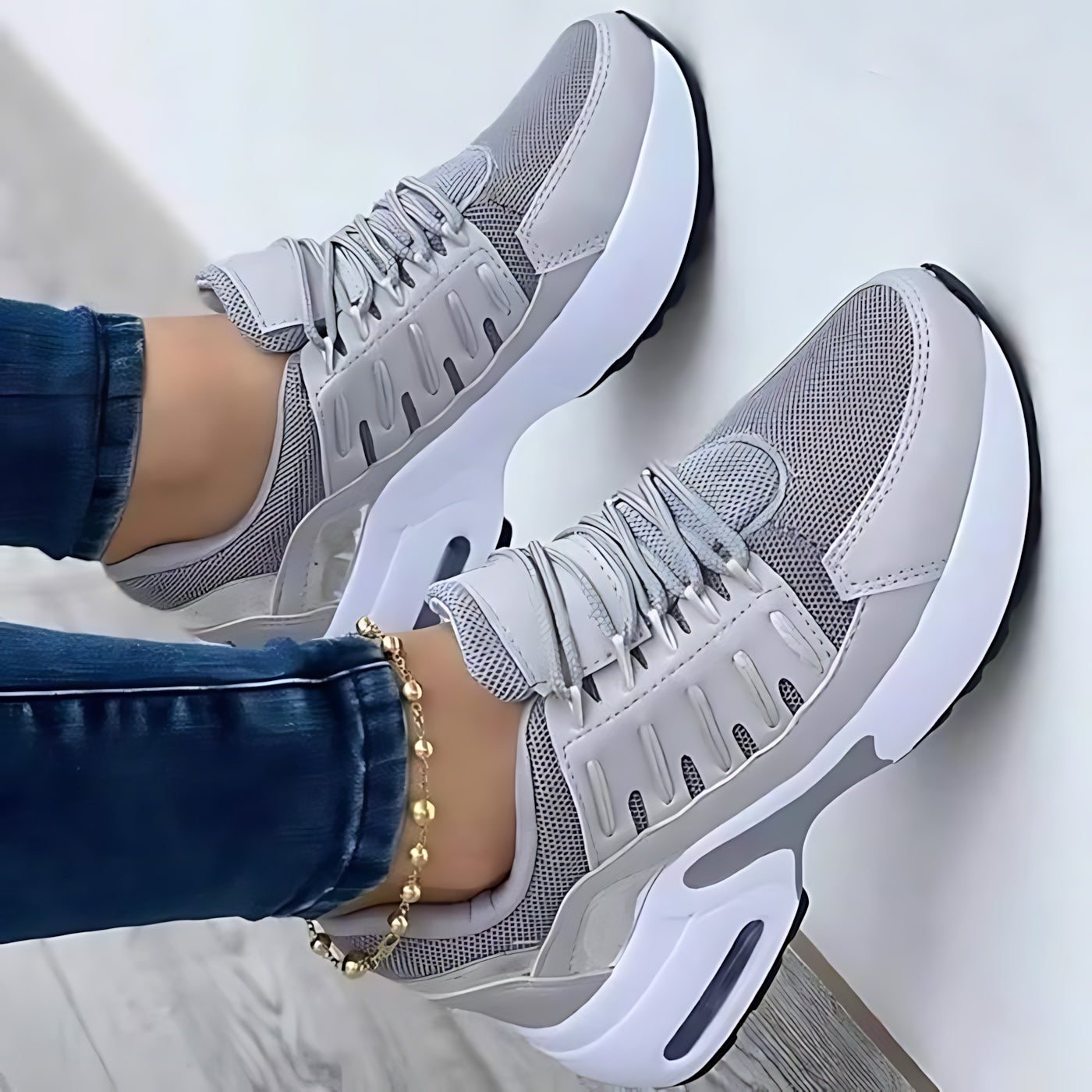 Norah – Mesh Lace Up Chunky Platform Sneakers