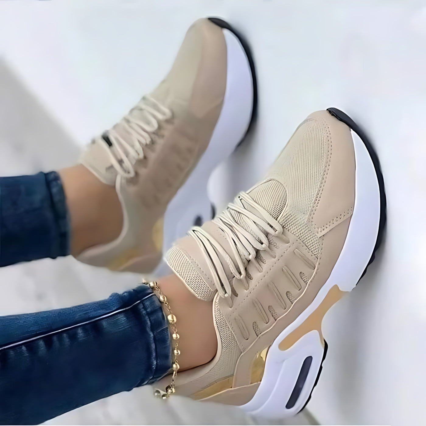 Norah – Mesh Lace Up Chunky Platform Sneakers