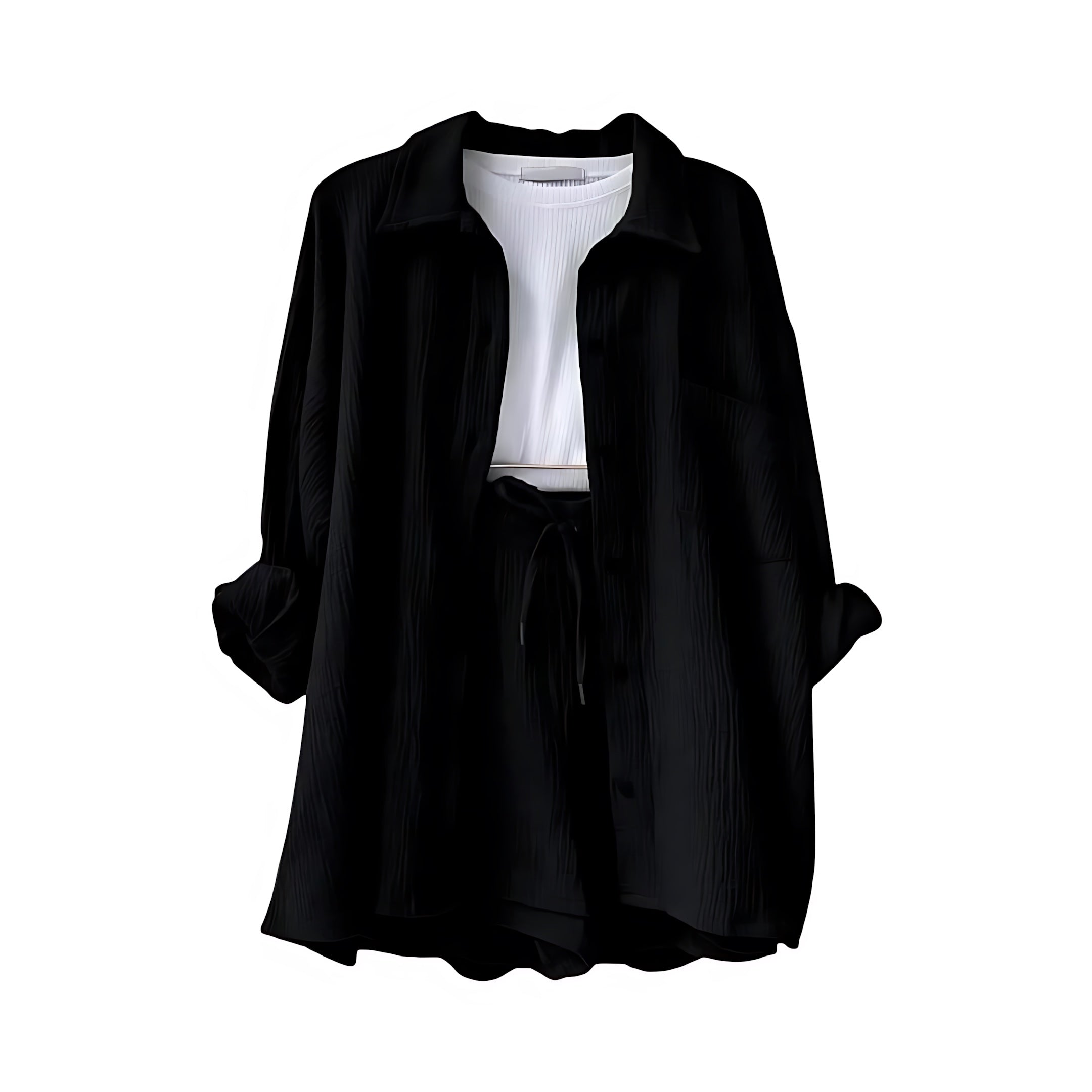 Norah – Oversized Button Up Shirt and Shorts Set