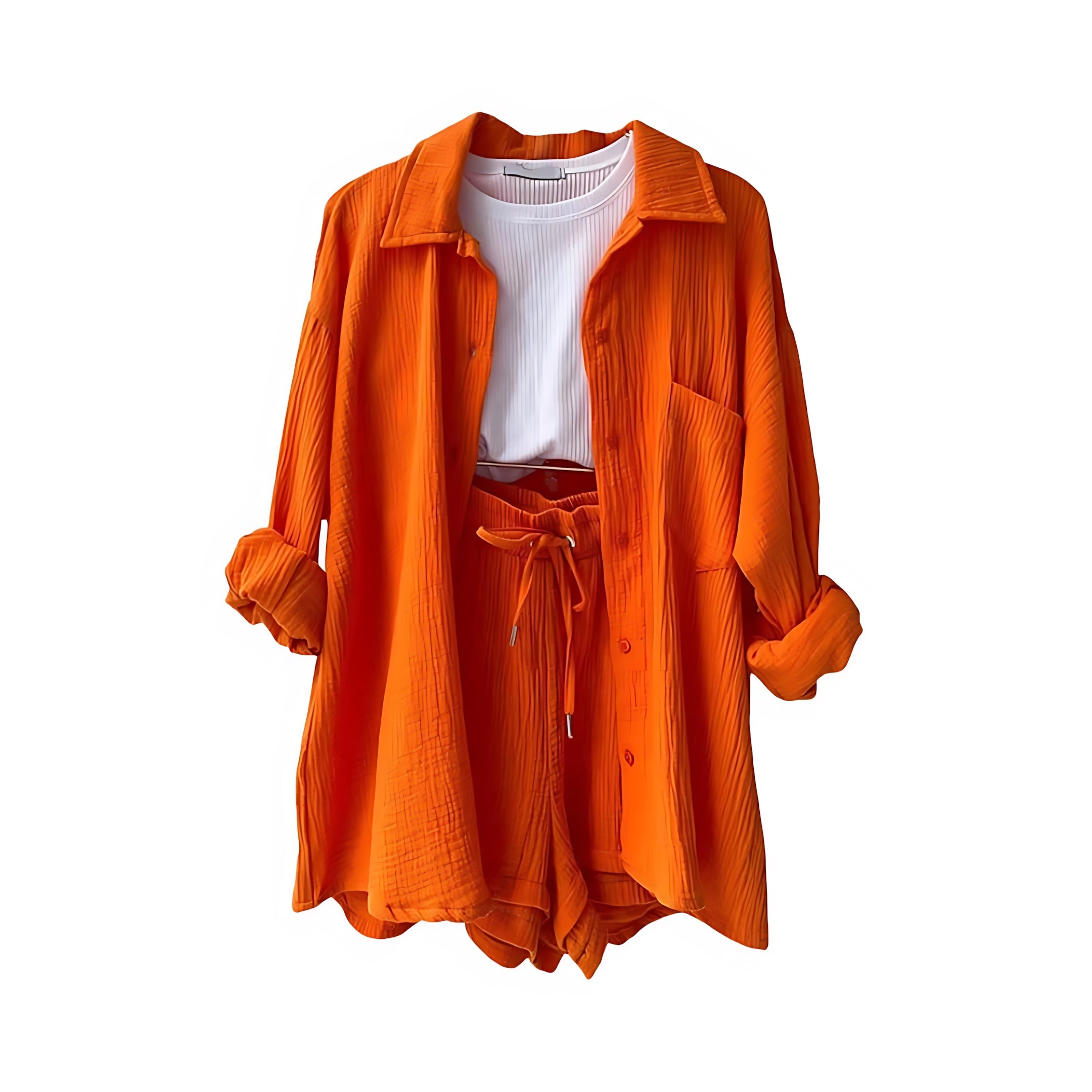 Norah – Oversized Button Up Shirt and Shorts Set