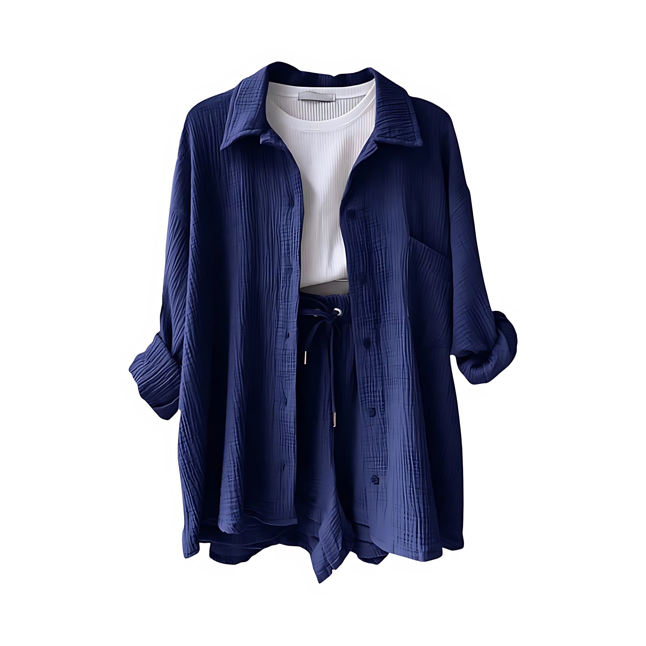 Norah – Oversized Button Up Shirt and Shorts Set
