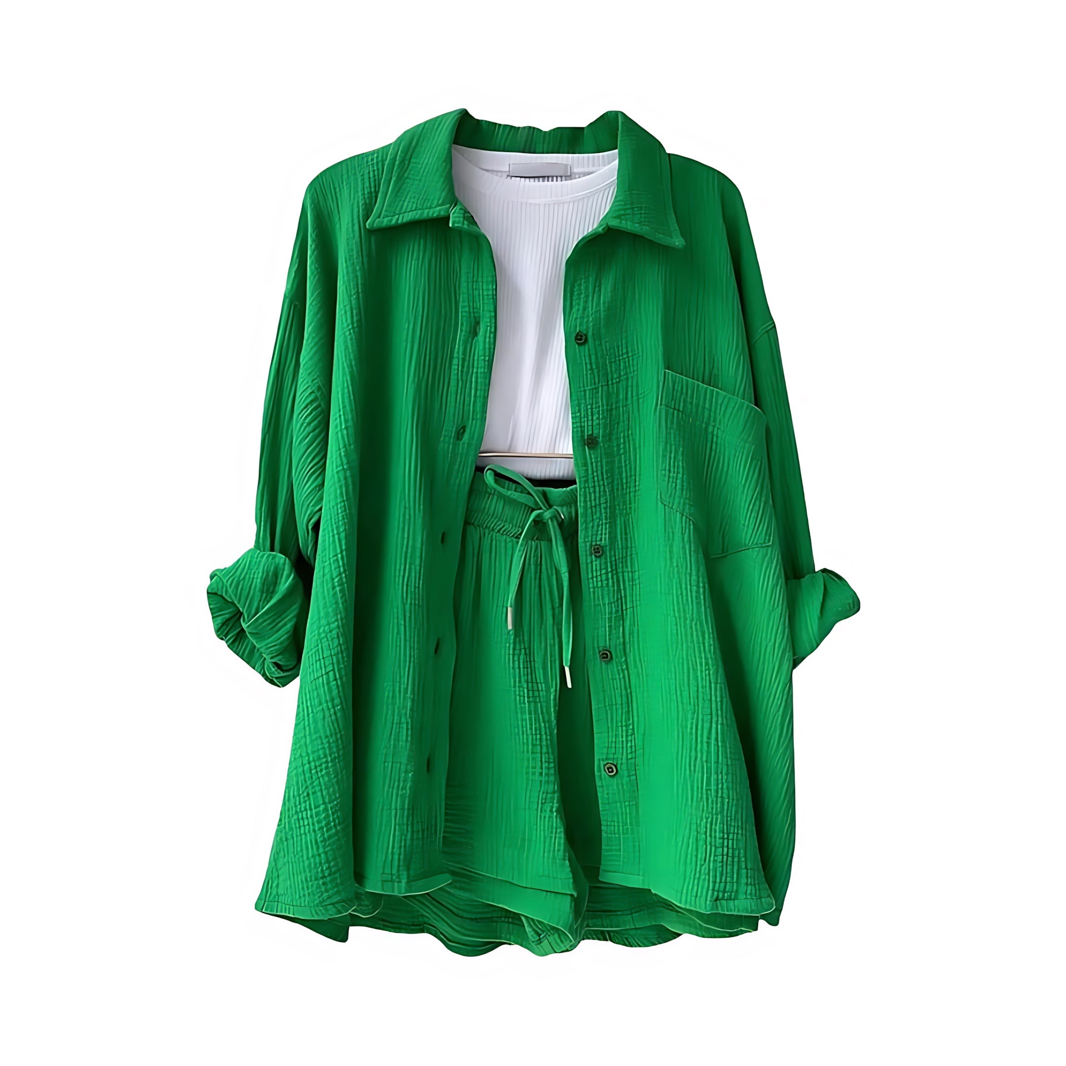 Norah – Oversized Button Up Shirt and Shorts Set