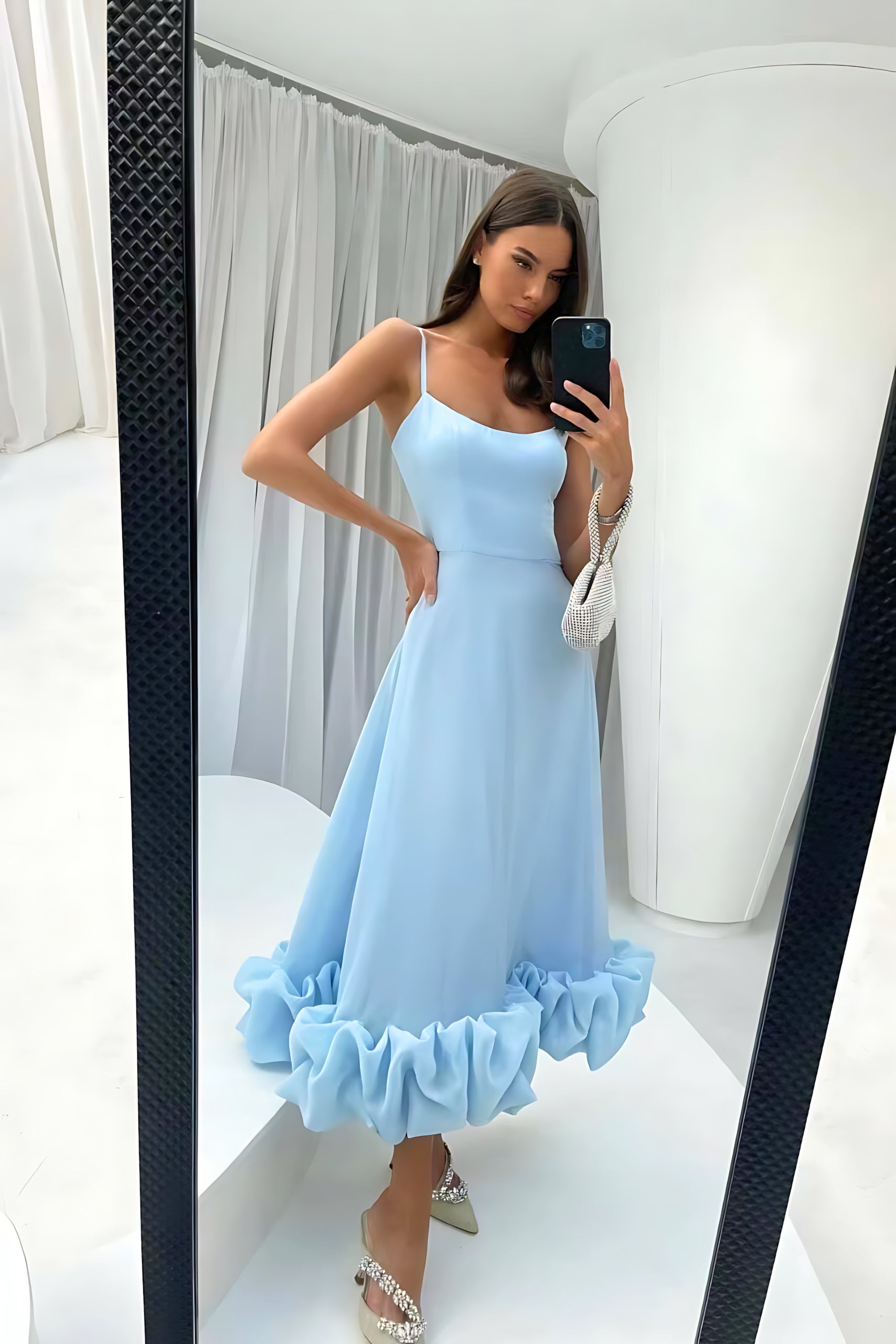 Norah – Ruffle Hem Mermaid Evening Maxi Dress