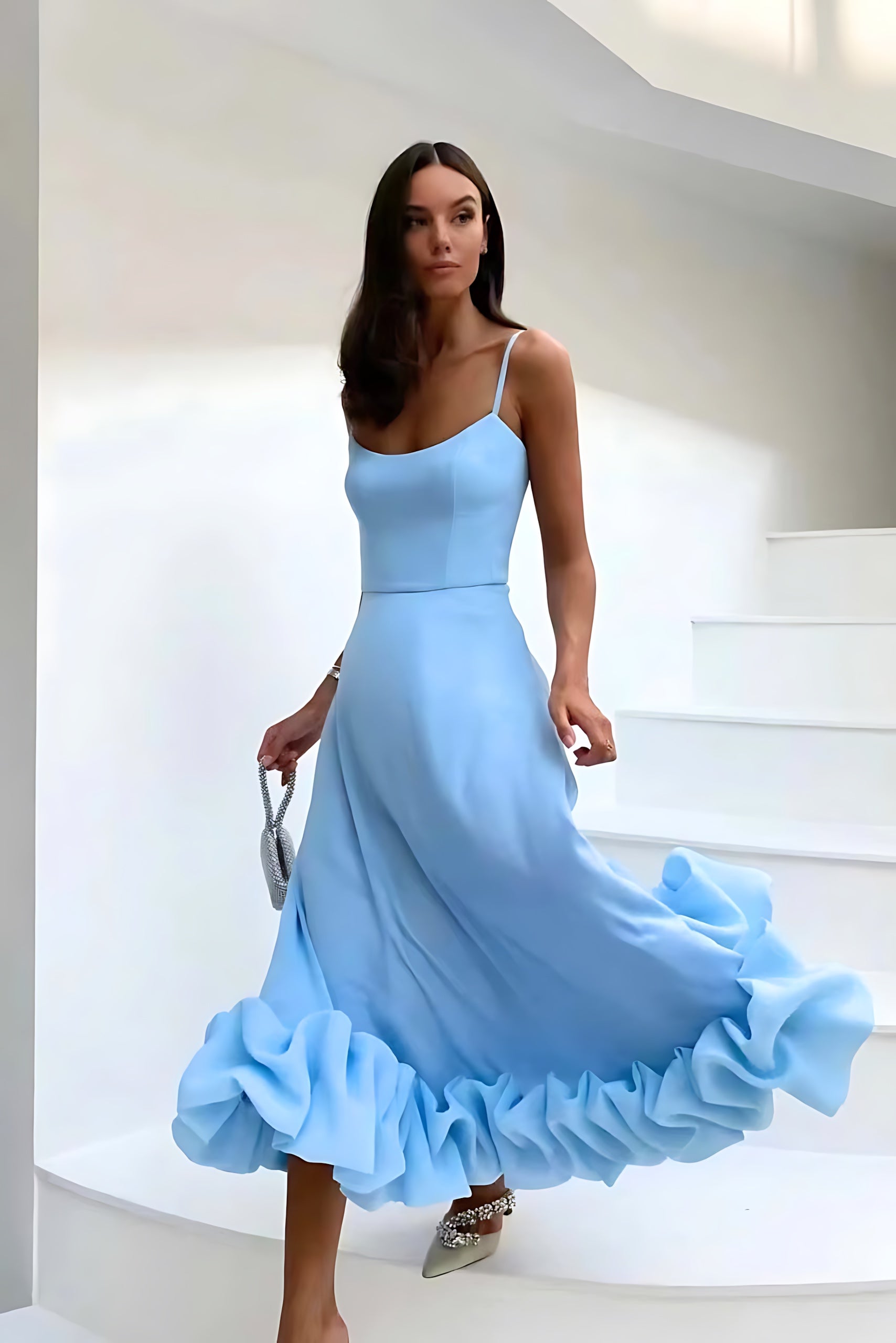 Norah – Ruffle Hem Mermaid Evening Maxi Dress