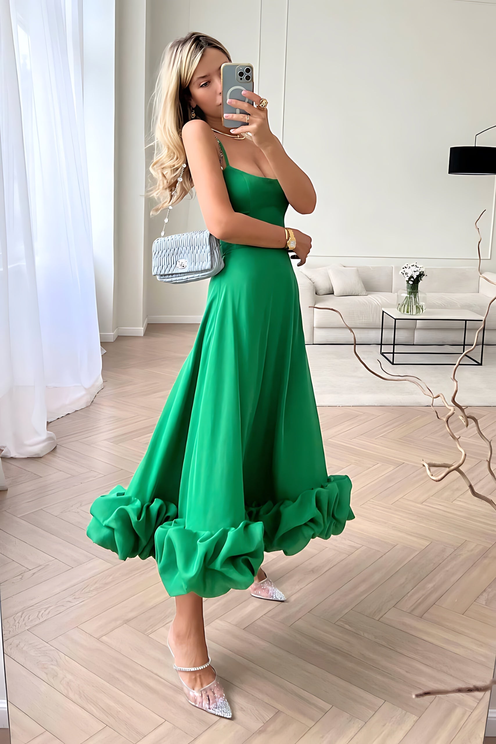Norah – Ruffle Hem Mermaid Evening Maxi Dress