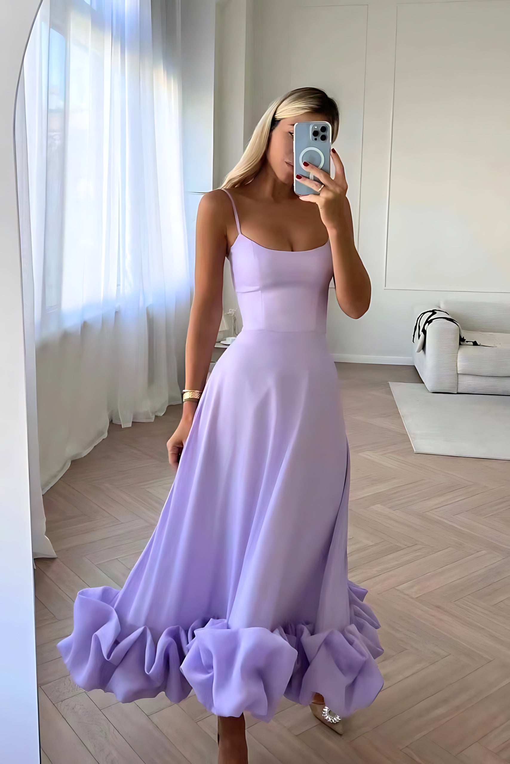 Norah – Ruffle Hem Mermaid Evening Maxi Dress