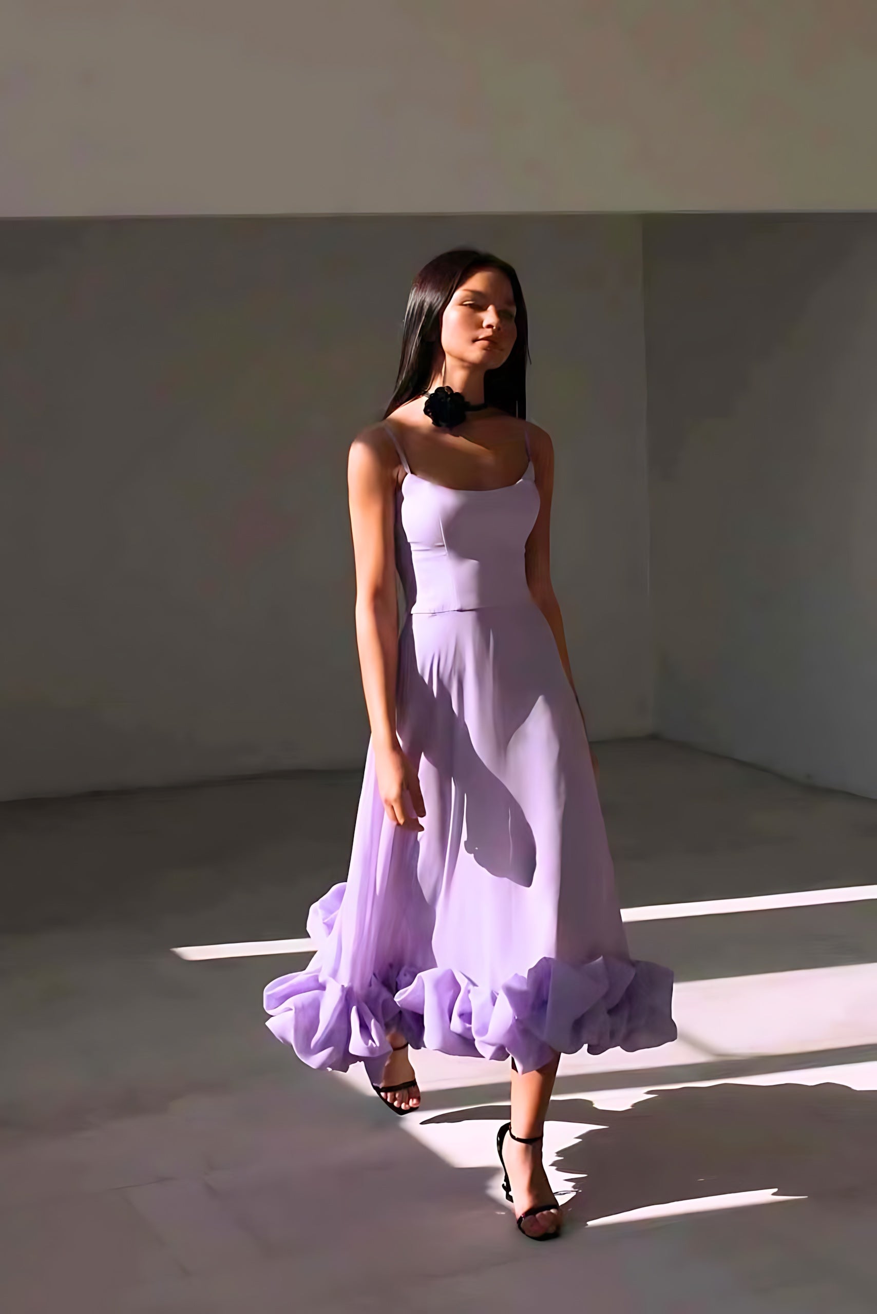 Norah – Ruffle Hem Mermaid Evening Maxi Dress