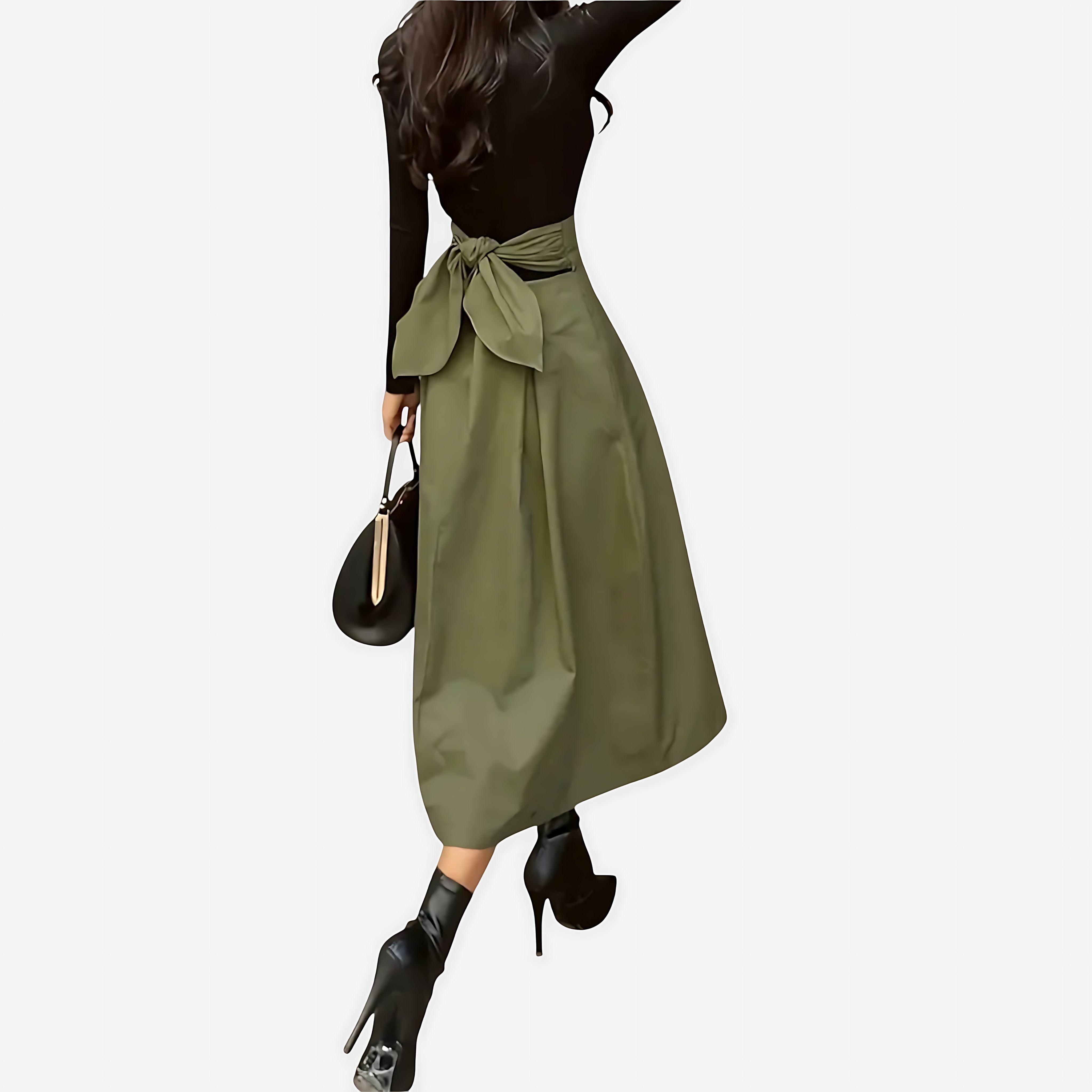 Norah – Tie Waist A Line Midi Skirt