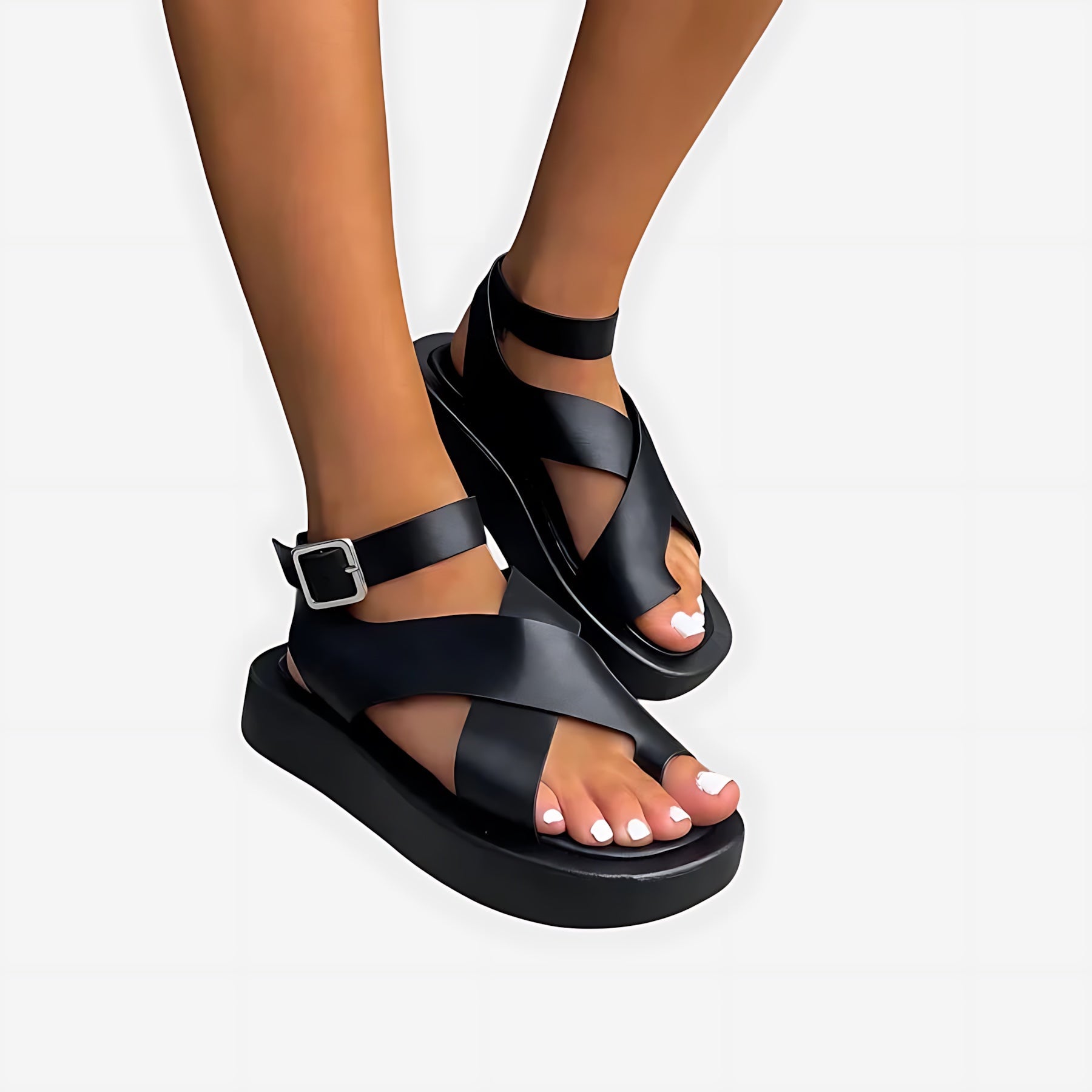 Norah – Toe Loop Ankle Strap Flat Sandals