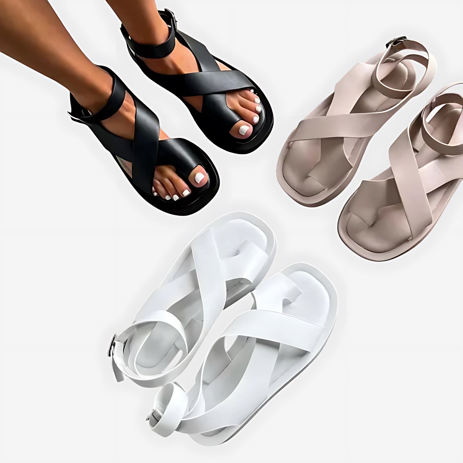 Norah – Toe Loop Ankle Strap Flat Sandals