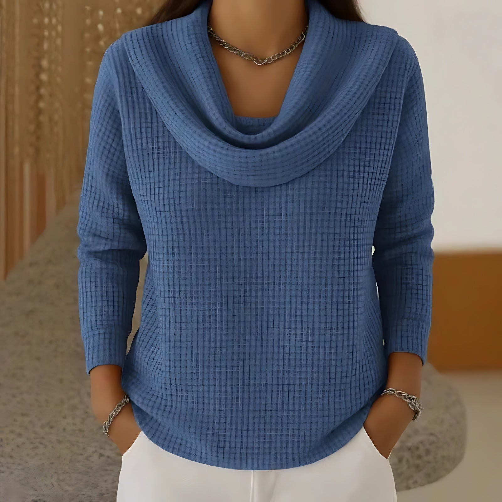 Nova – Cowl Neck Drop Shoulder Knit Sweater