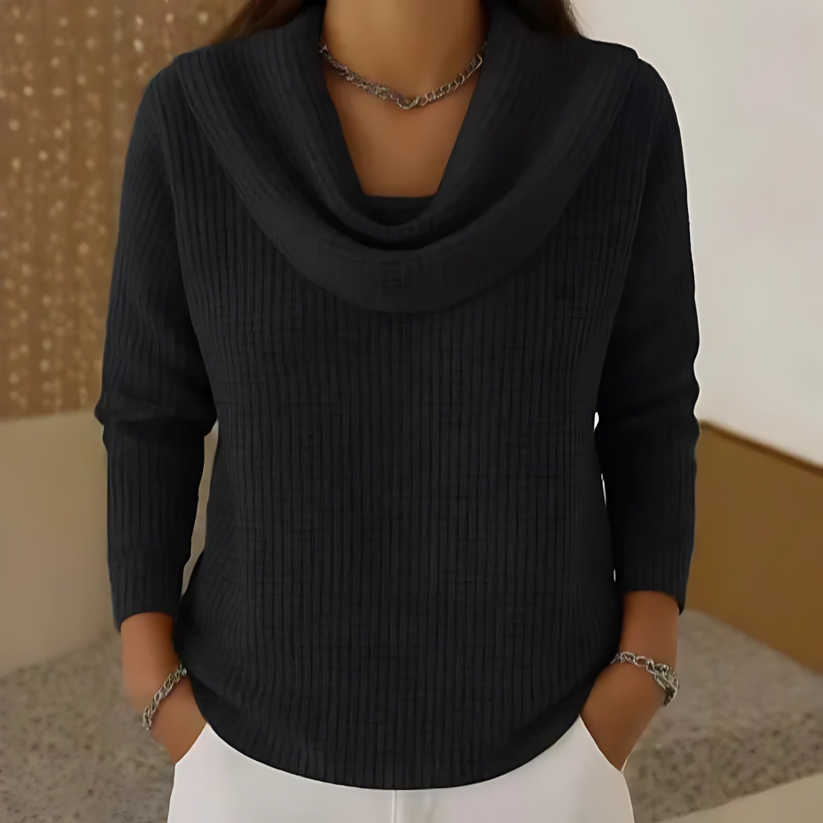 Nova – Cowl Neck Drop Shoulder Knit Sweater
