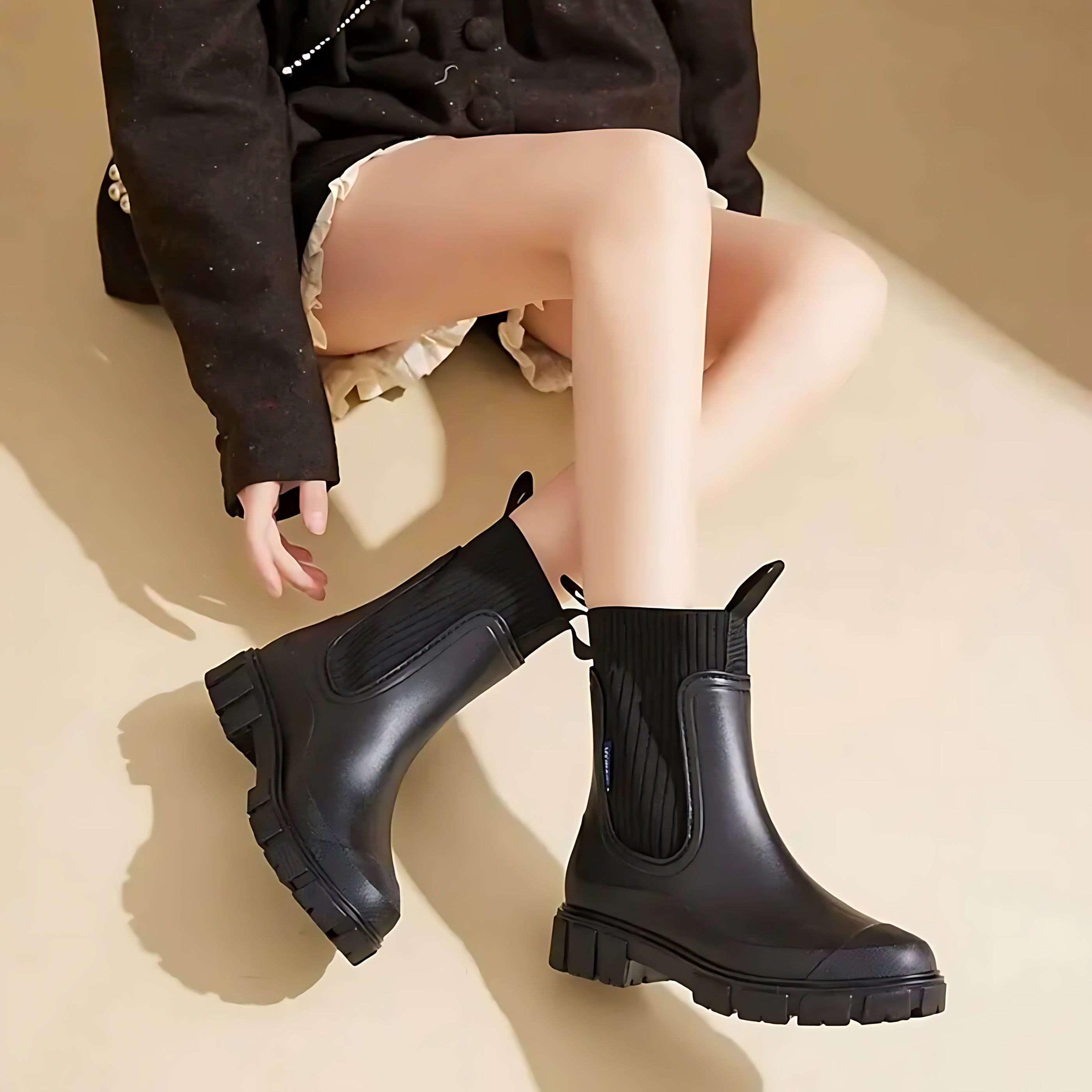 Nova – Rubber Platform Chelsea Rain Boots