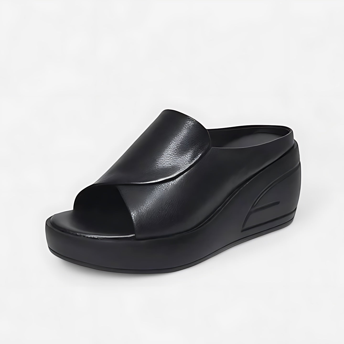 Nova – Wide Band Low Wedge Slide Sandals