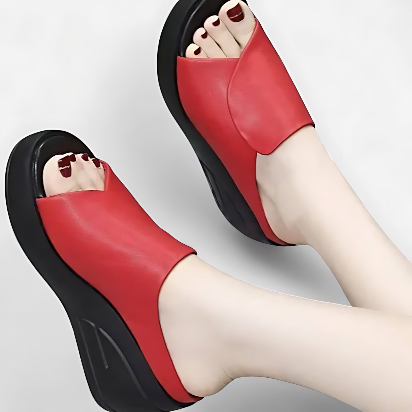 Nova – Wide Band Low Wedge Slide Sandals
