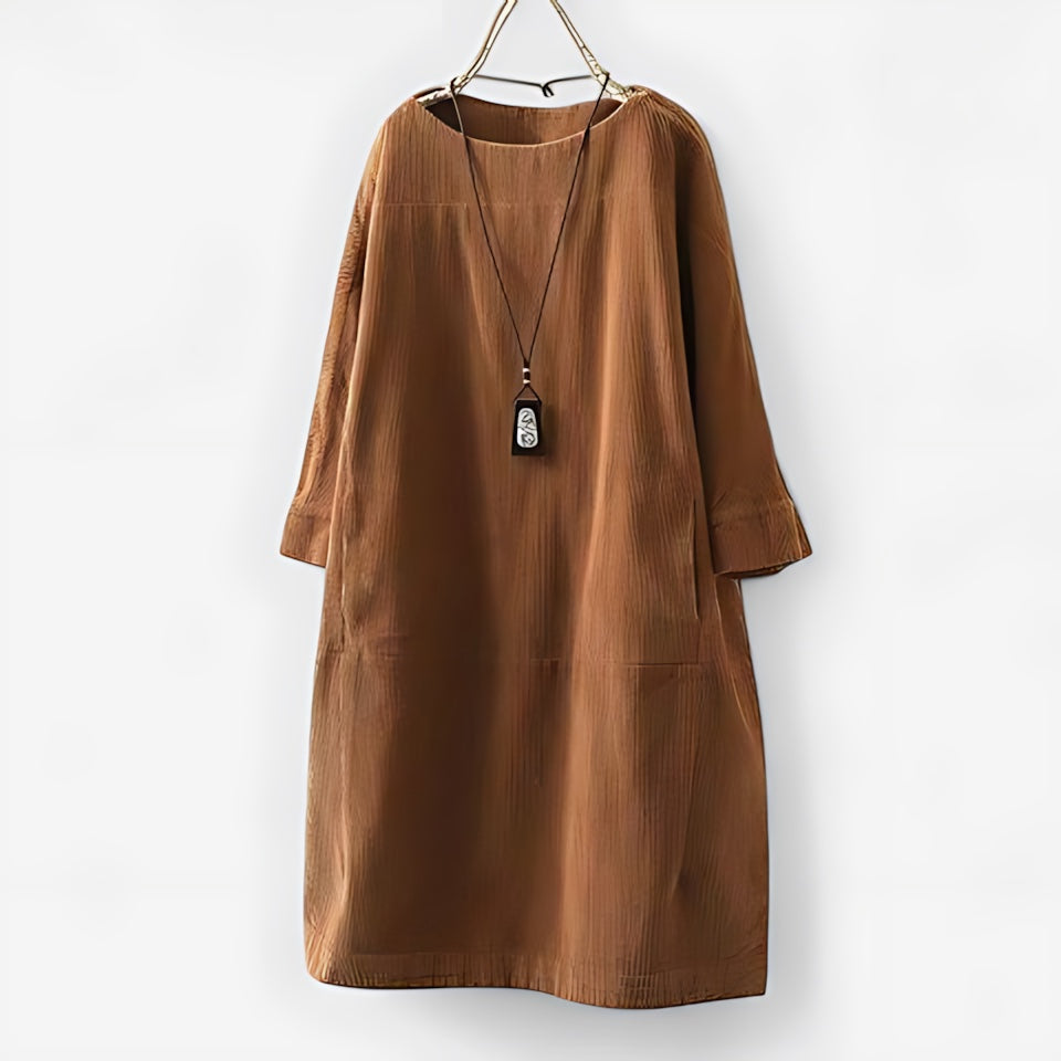 Octavia – Corduroy Long Sleeve Shift Dress