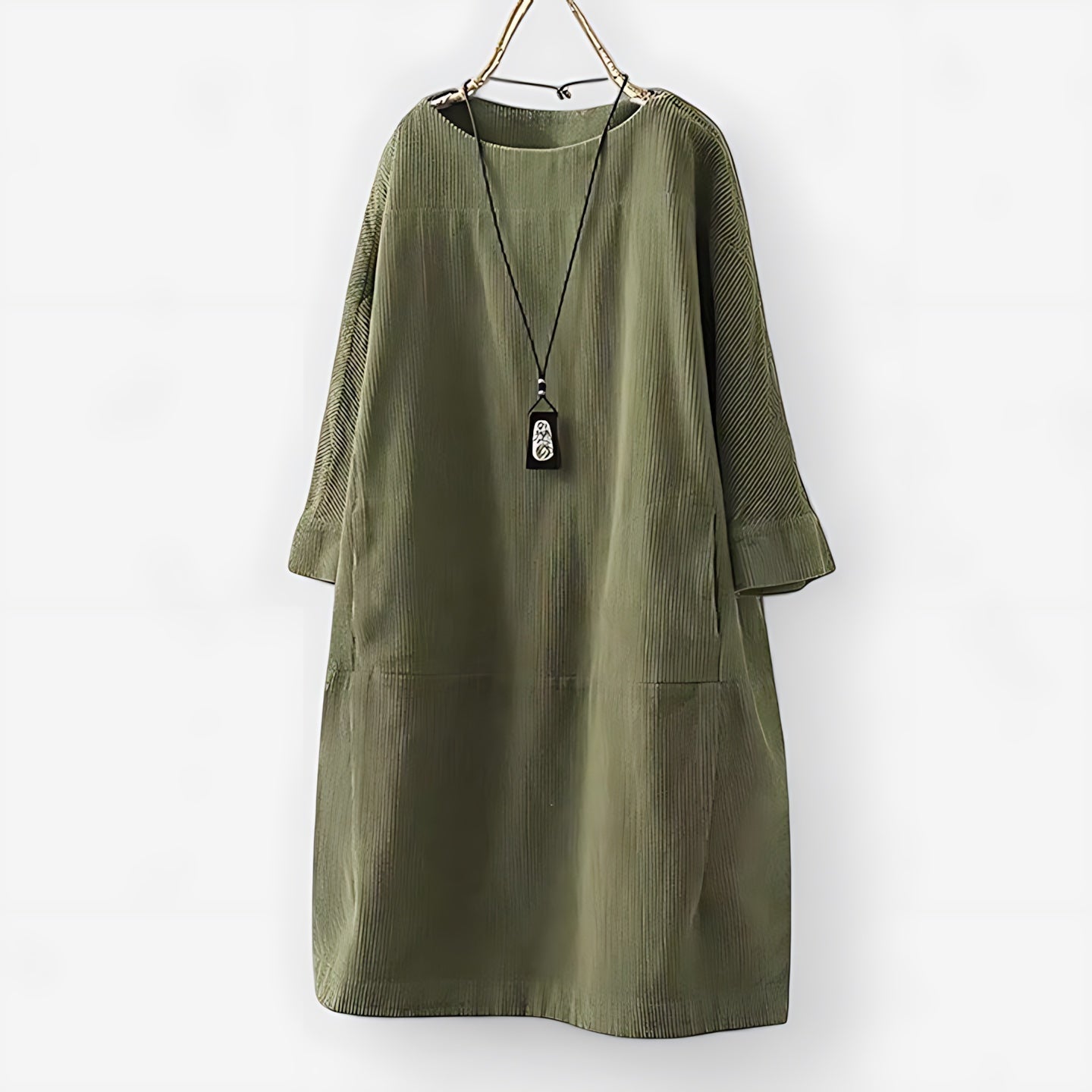 Octavia – Corduroy Long Sleeve Shift Dress