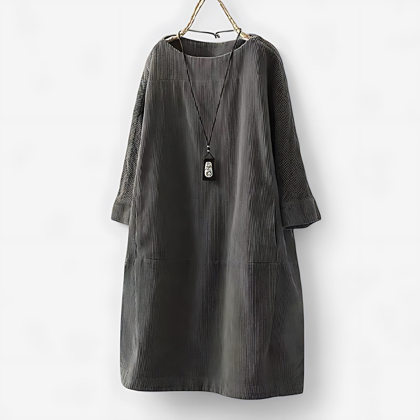 Octavia – Corduroy Long Sleeve Shift Dress