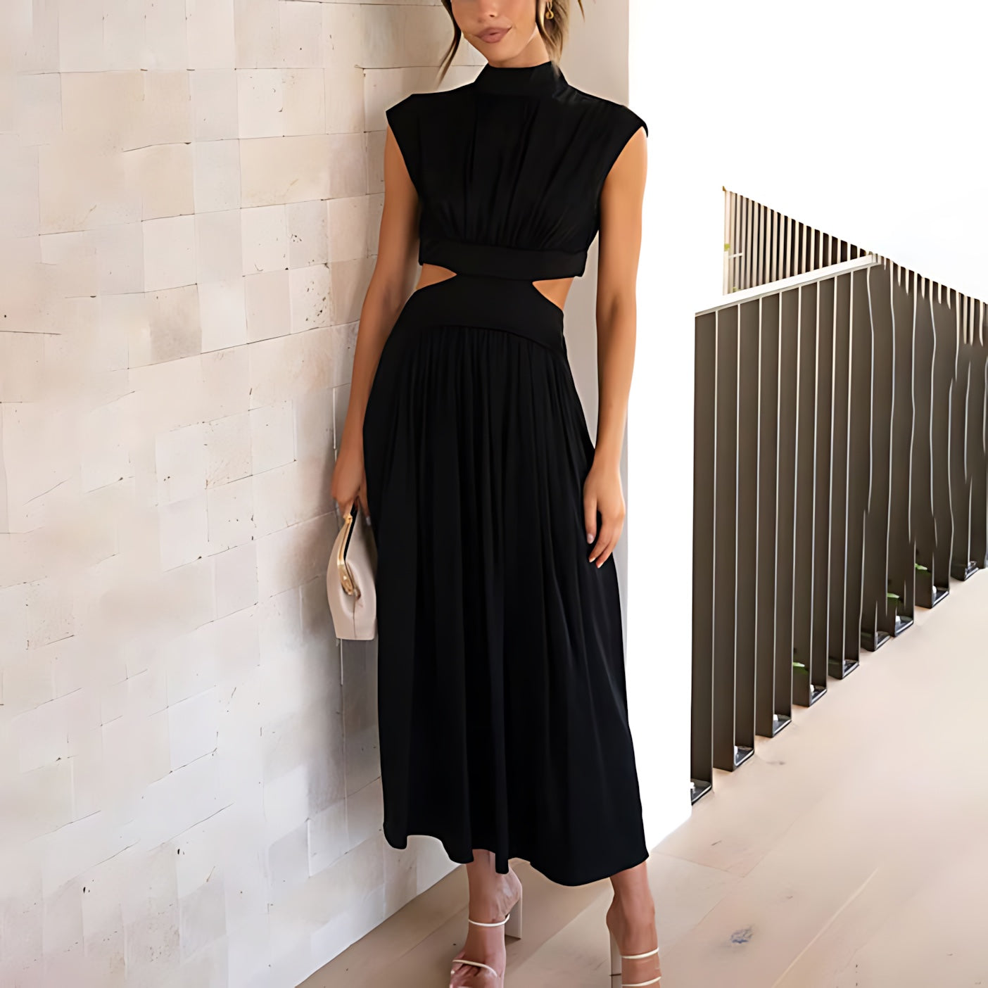 Olivia – Cap Sleeve Pleated A Line Midi Dress
