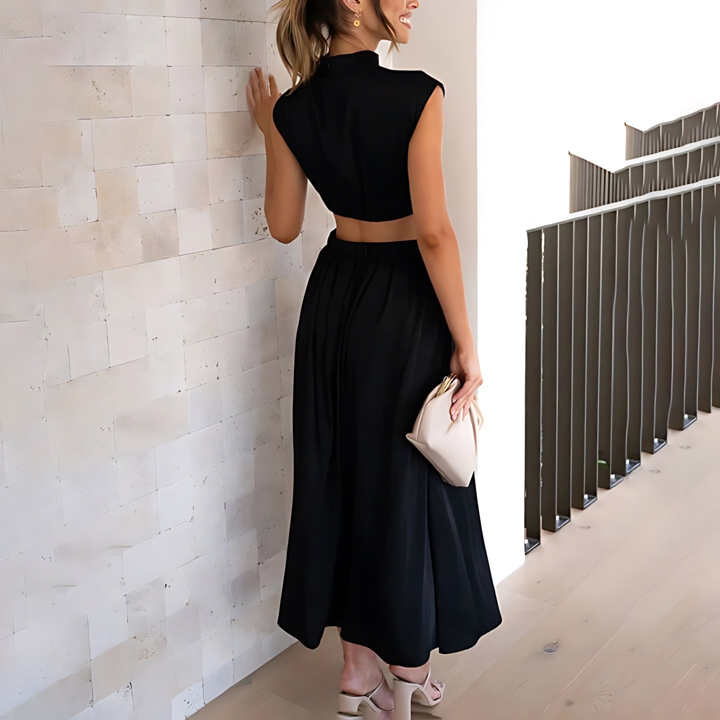 Olivia – Cap Sleeve Pleated A Line Midi Dress