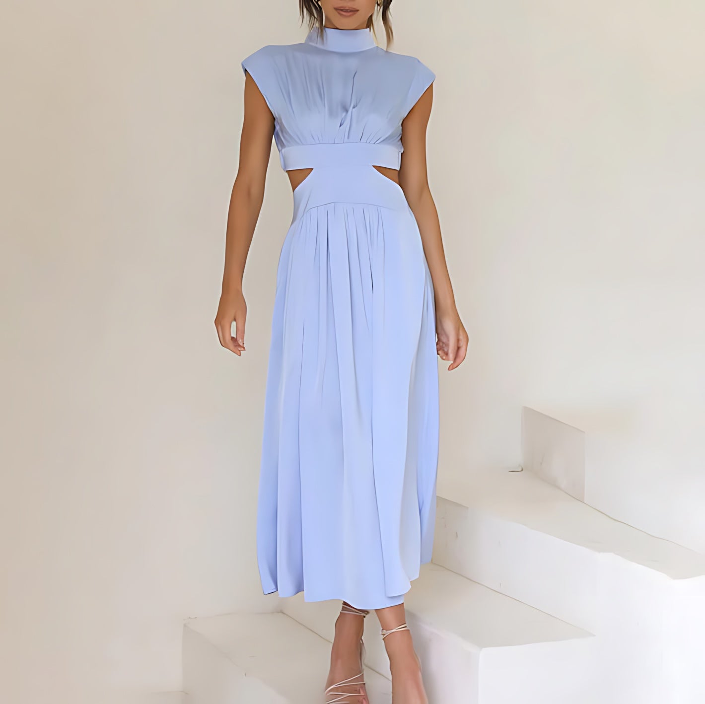 Olivia – Cap Sleeve Pleated A Line Midi Dress