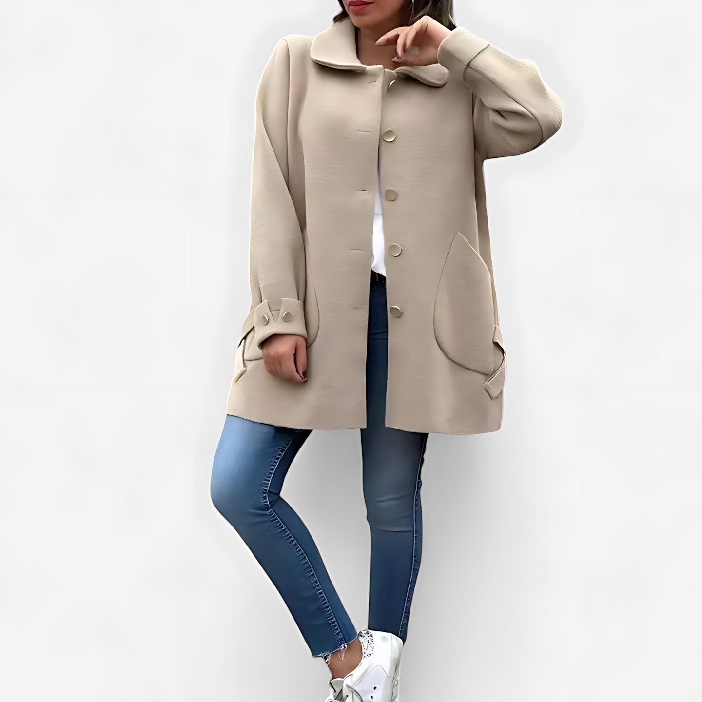 Olivia – Collared Button Front Coat