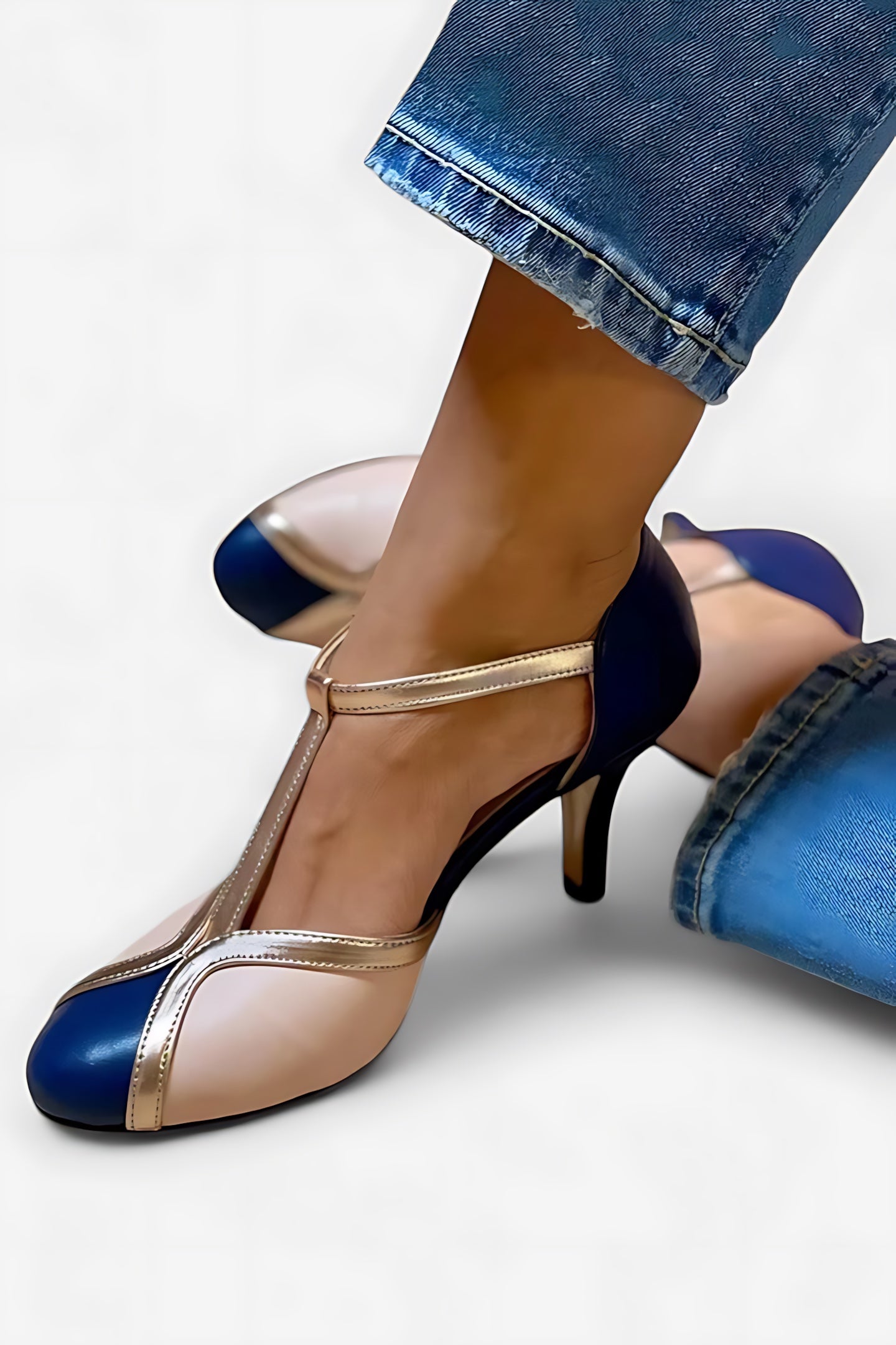 Ophelia – Cap Toe Ankle Strap Stiletto Heels