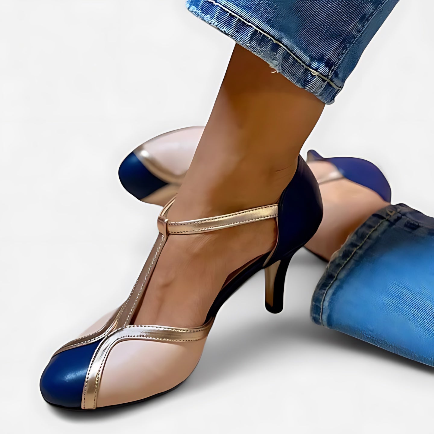 Ophelia – Cap Toe Ankle Strap Stiletto Heels