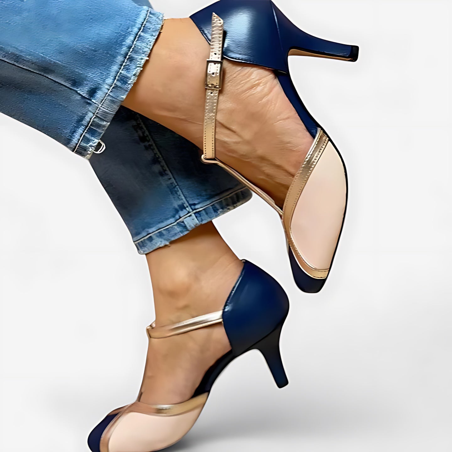 Ophelia – Cap Toe Ankle Strap Stiletto Heels