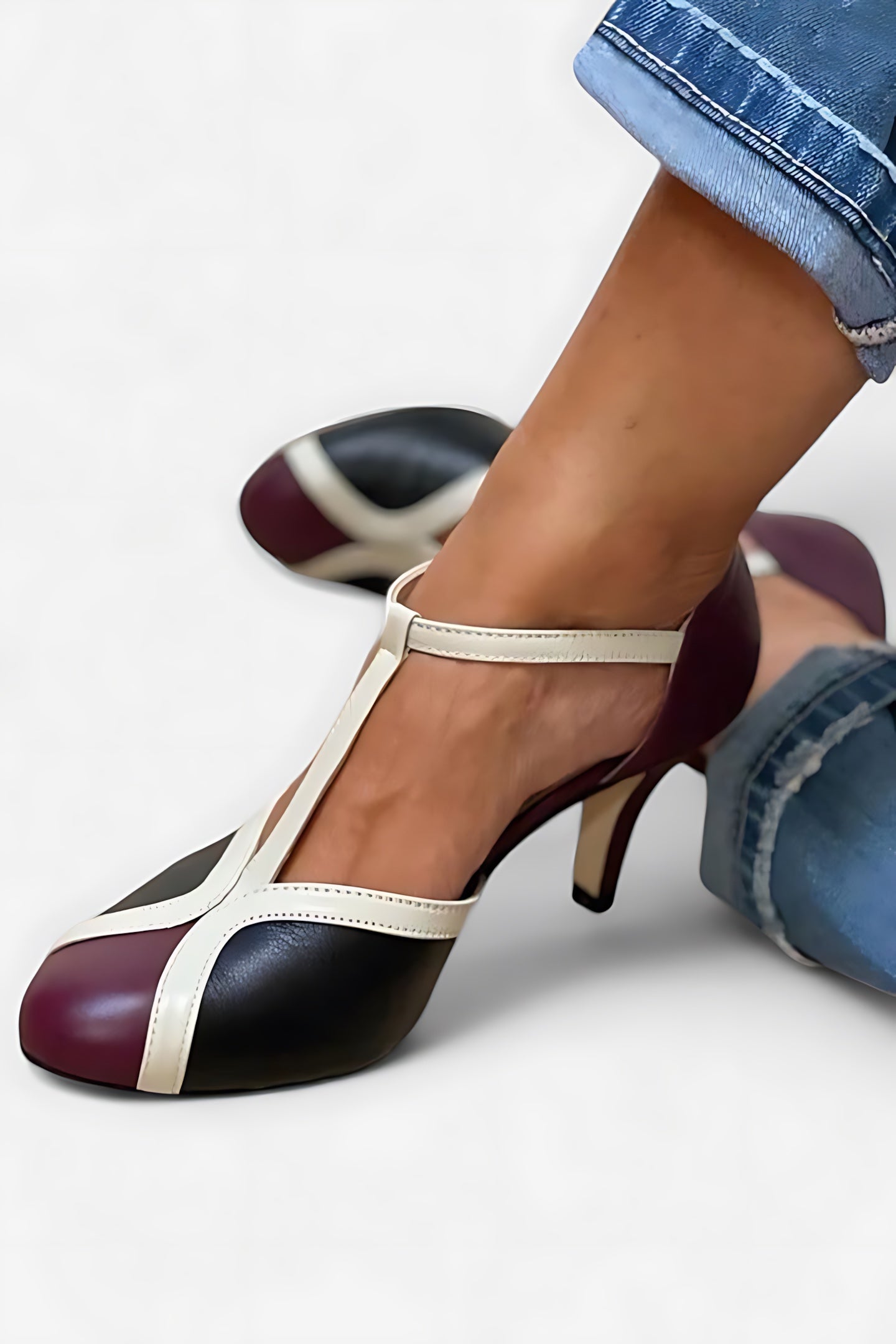 Ophelia – Cap Toe Ankle Strap Stiletto Heels