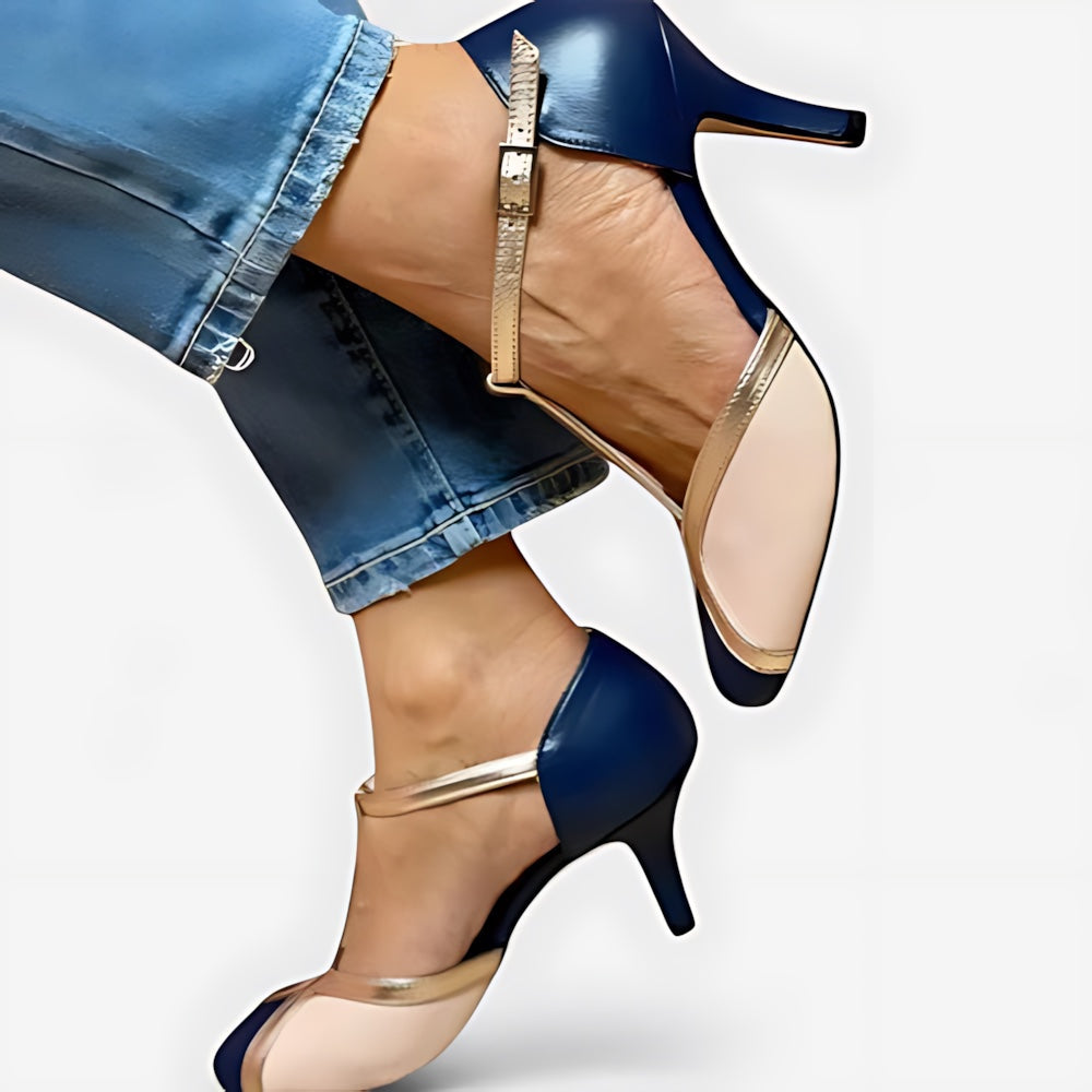 Ophelia – Cap Toe Ankle Strap Stiletto Heels