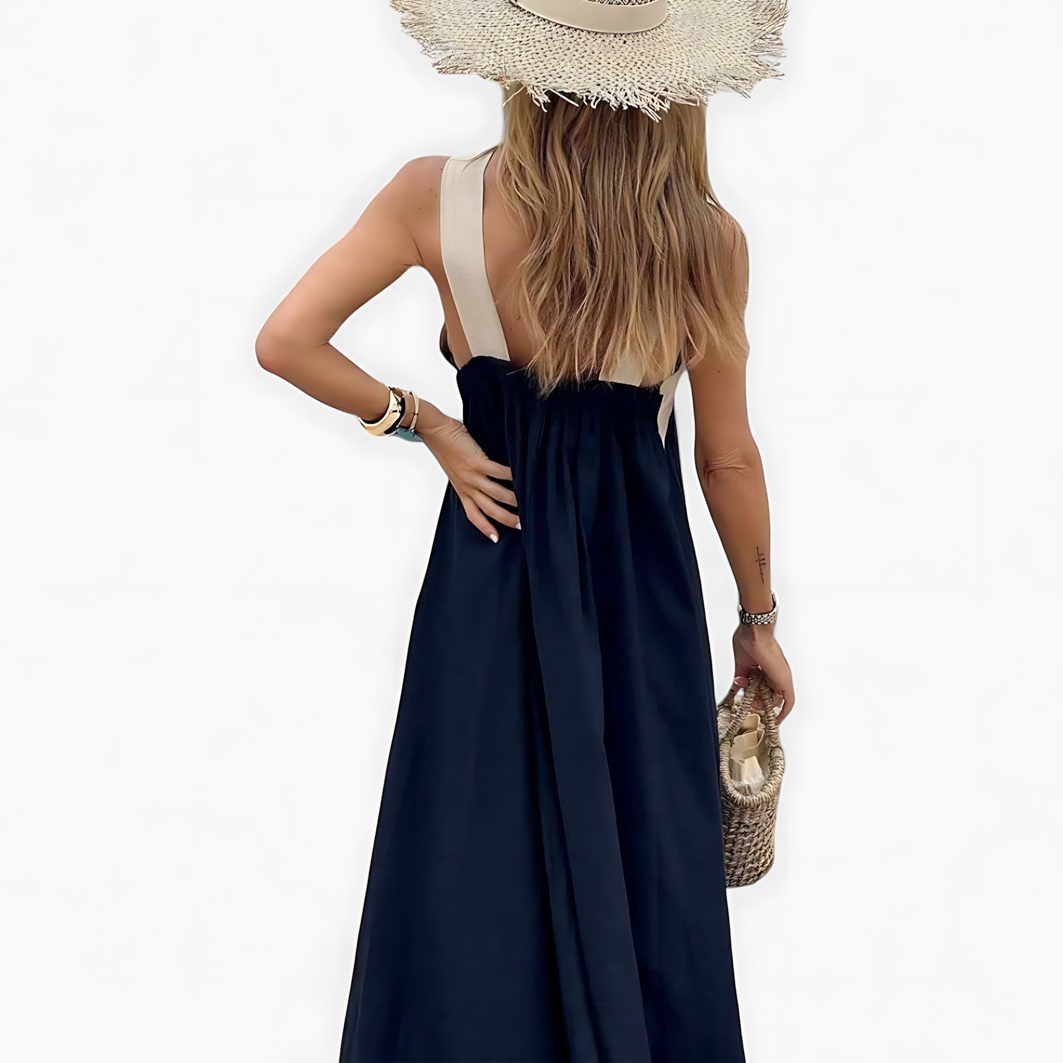 Ophelia – Cross Halter Neck Flowy Maxi Dress