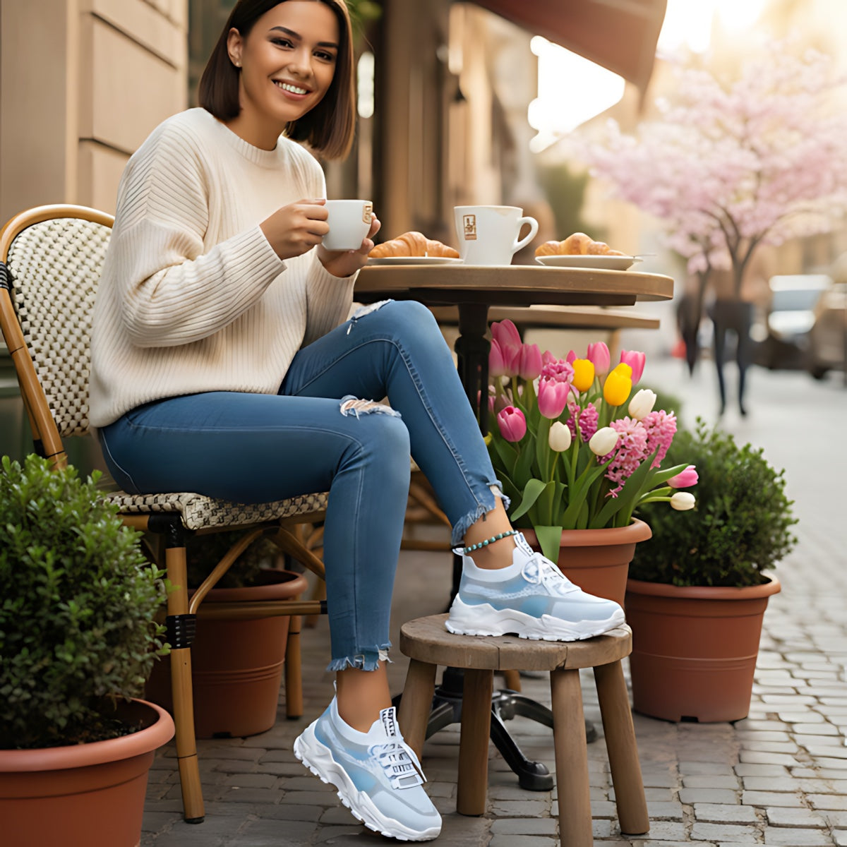 Ophelia – Mesh Panel Lace Up Chunky Platform Sneakers