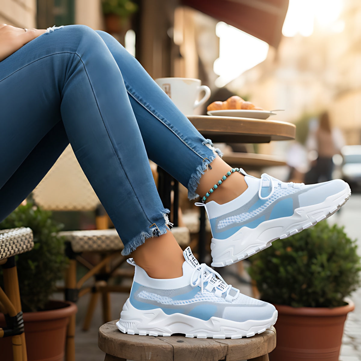 Ophelia – Mesh Panel Lace Up Chunky Platform Sneakers