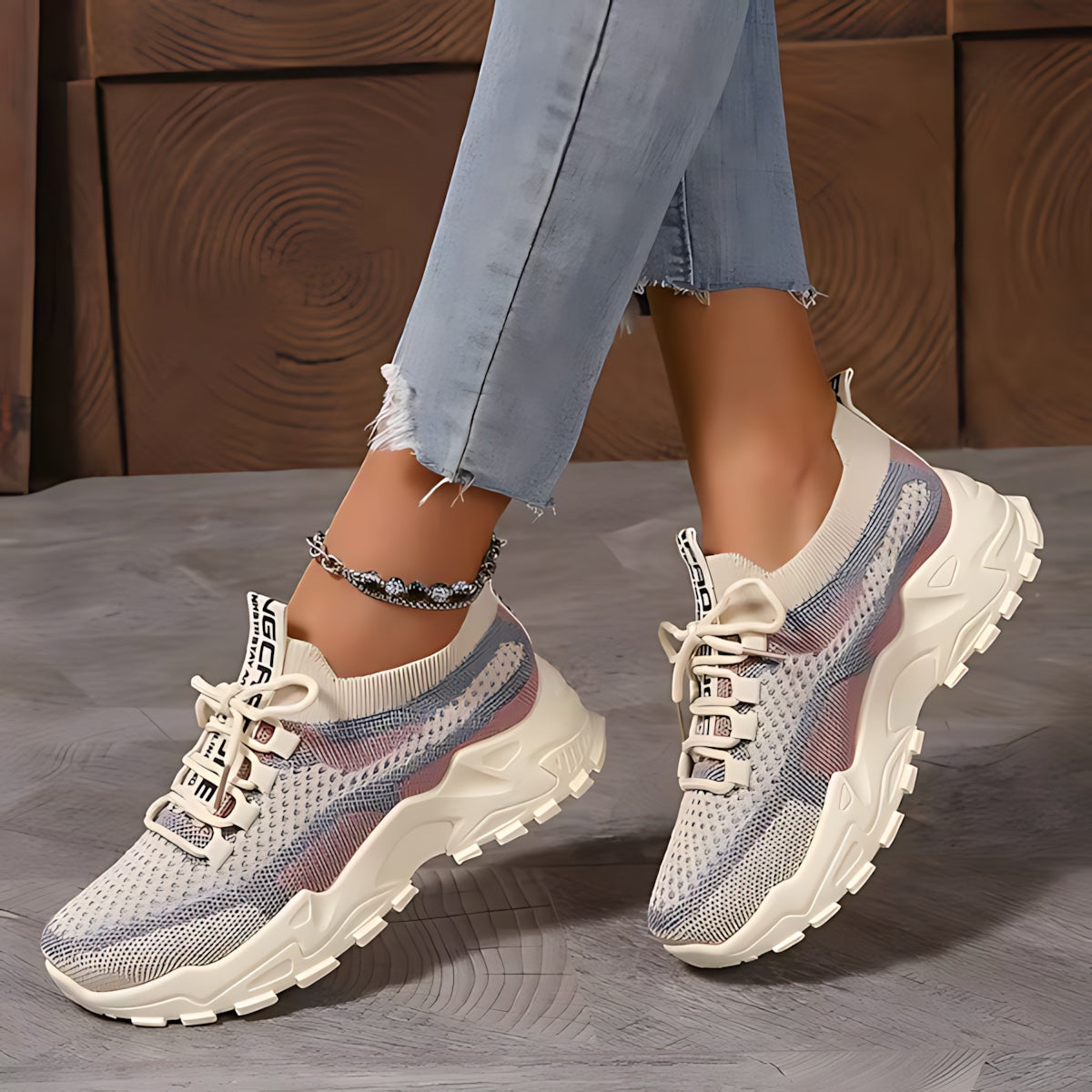 Ophelia – Mesh Panel Lace Up Chunky Platform Sneakers