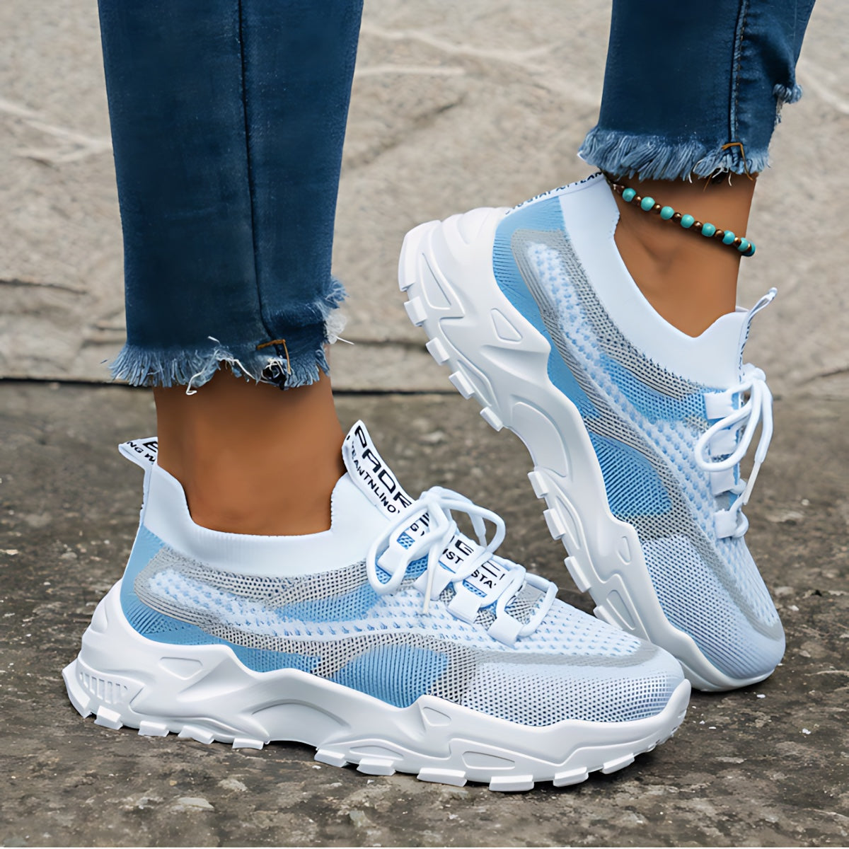 Ophelia – Mesh Panel Lace Up Chunky Platform Sneakers